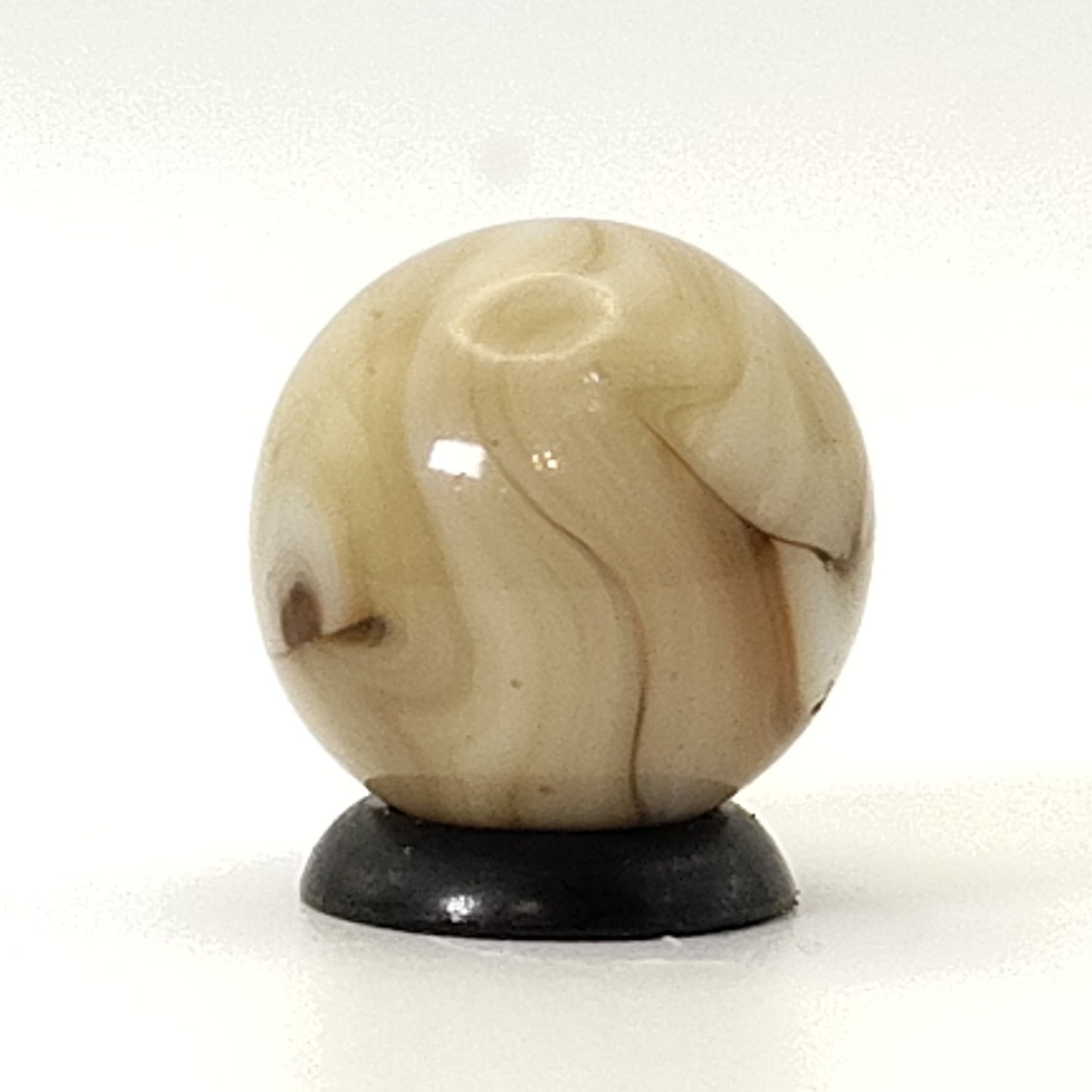 5/8" Swirl Marble Cream Base Tan Brown Manganese Glow NM