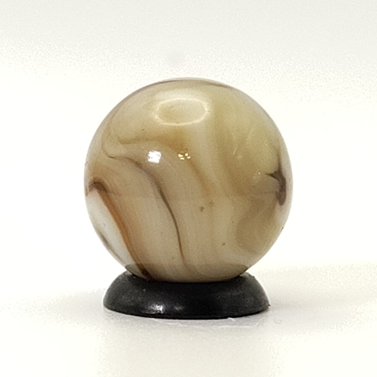 5/8" Swirl Marble Cream Base Tan Brown Manganese Glow NM
