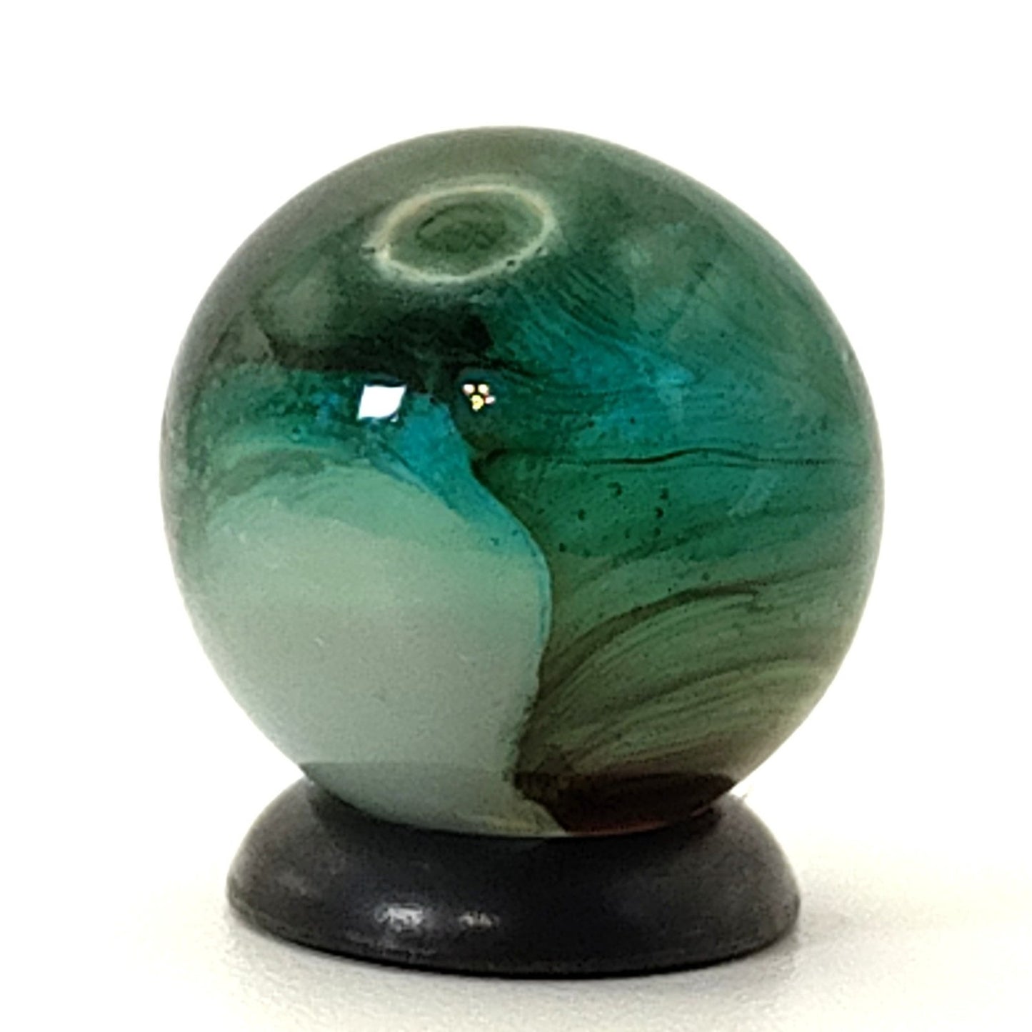 5/8" VTG Vitro Agate Aquamarine Patch Marble w/oxblood? Great Marble!