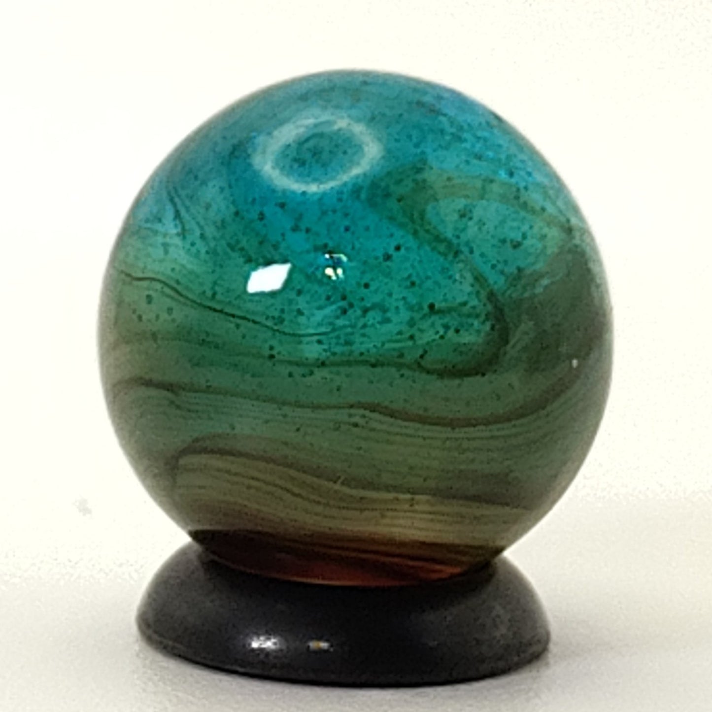 5/8" VTG Vitro Agate Aquamarine Patch Marble w/oxblood? Great Marble!