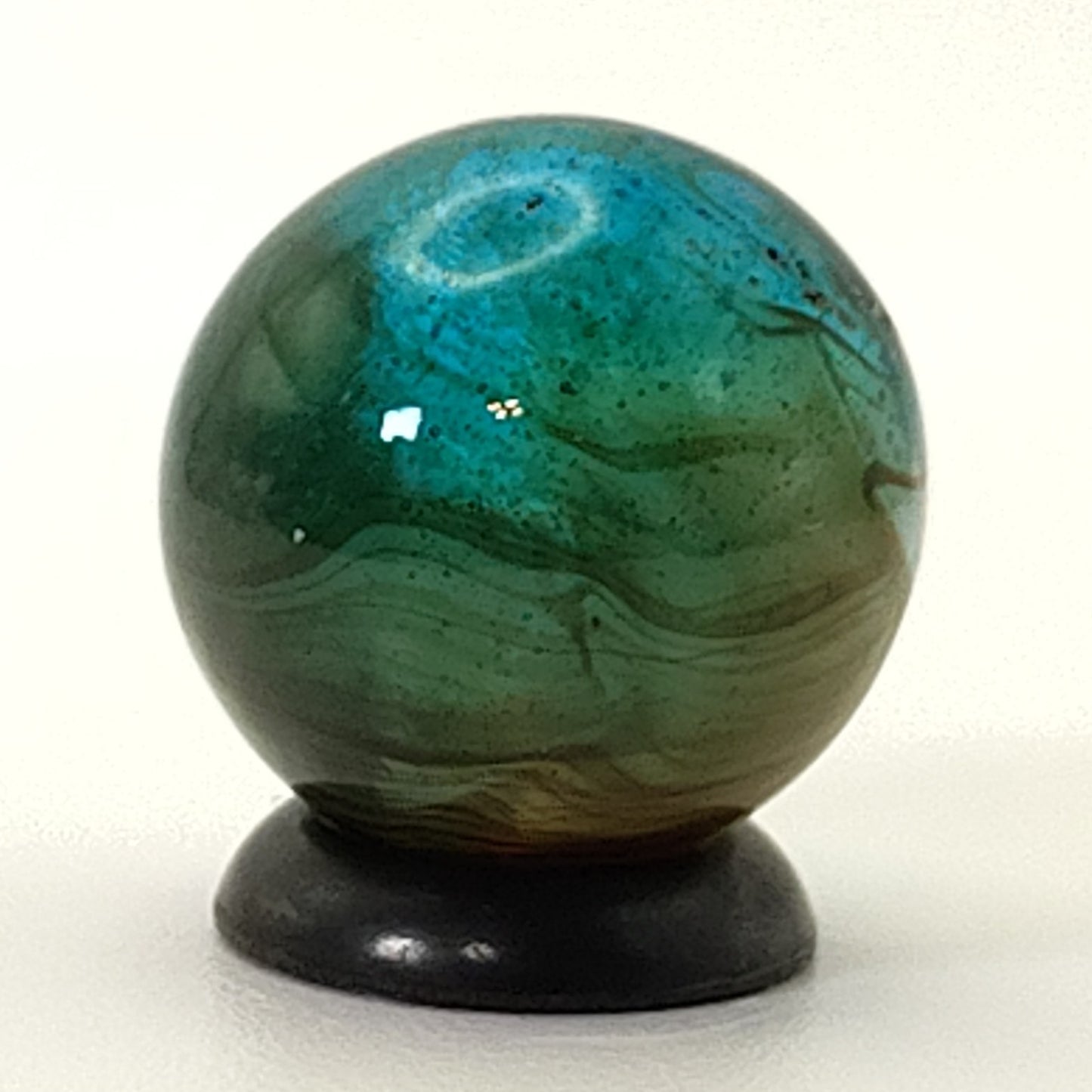 5/8" VTG Vitro Agate Aquamarine Patch Marble w/oxblood? Great Marble!