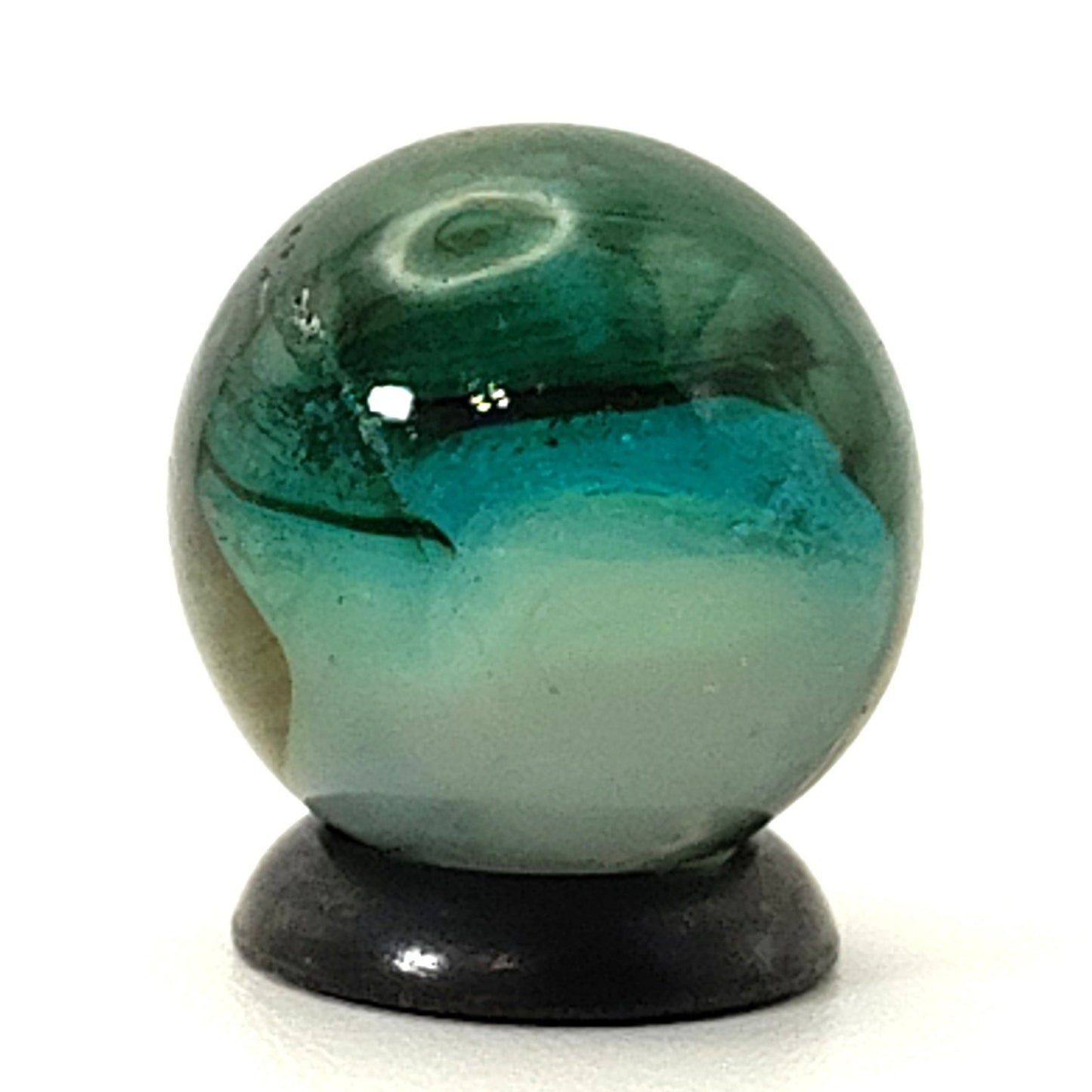 5/8" VTG Vitro Agate Aquamarine Patch Marble w/oxblood? Great Marble!