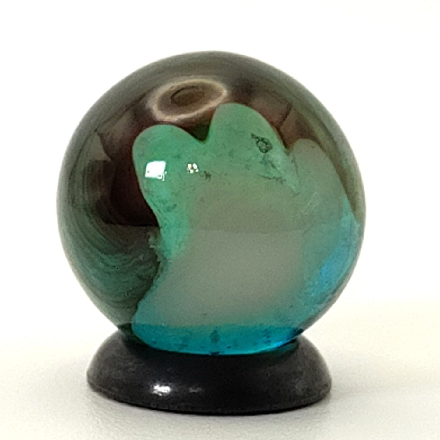 5/8" VTG Vitro Agate Aquamarine Patch Marble w/oxblood? Great Marble!