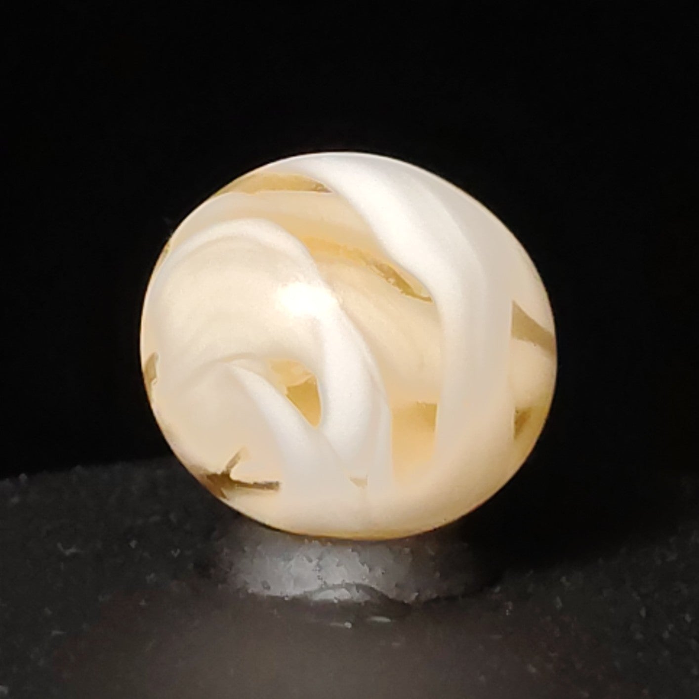11/16" Swirl Marble Pink Translucent Glass with White Opaque Ribbons NM+