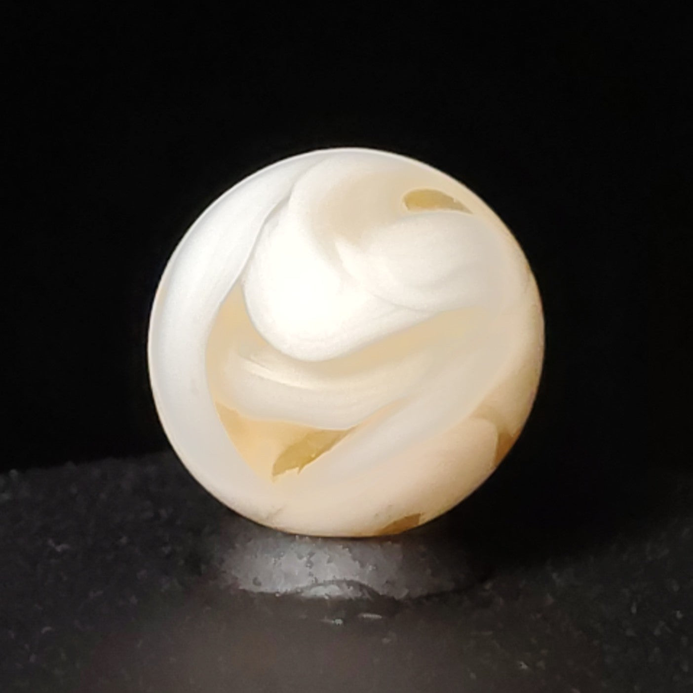 11/16" Swirl Marble Pink Translucent Glass with White Opaque Ribbons NM+