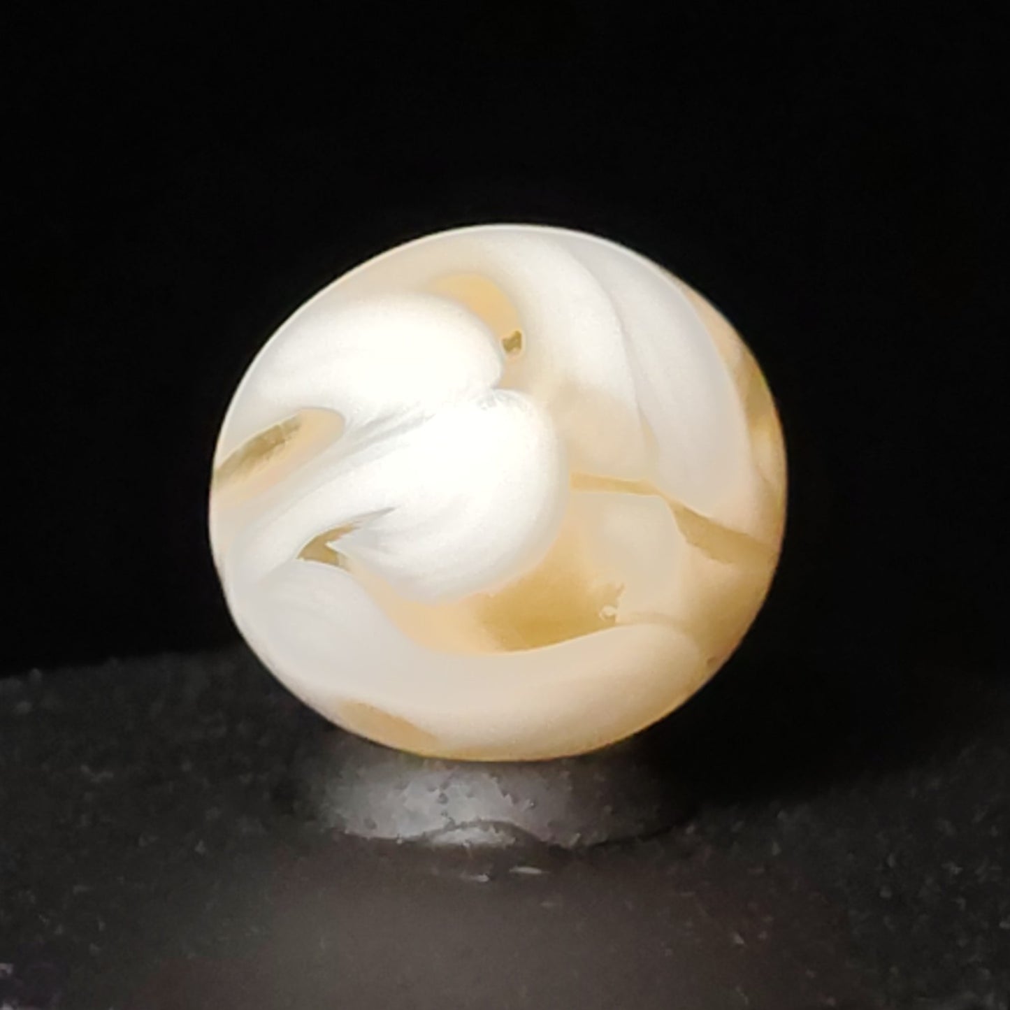 11/16" Swirl Marble Pink Translucent Glass with White Opaque Ribbons NM+