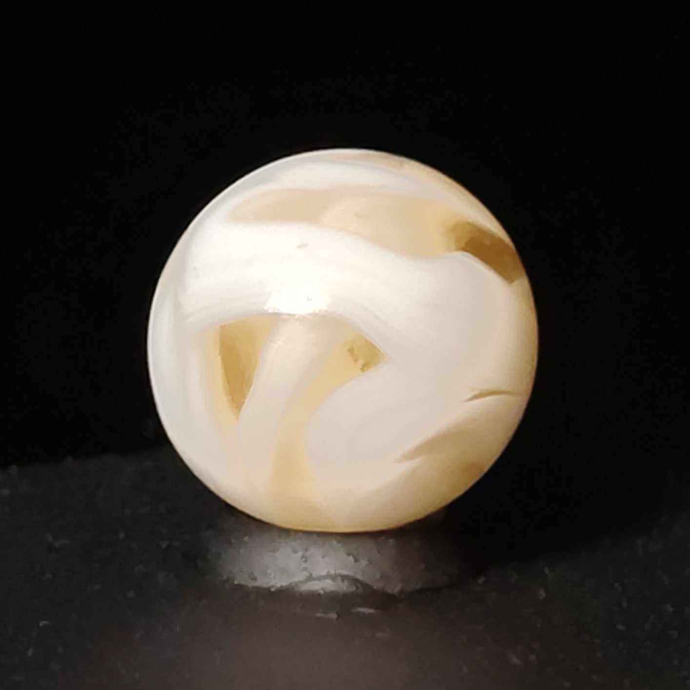 11/16" Swirl Marble Pink Translucent Glass with White Opaque Ribbons NM+