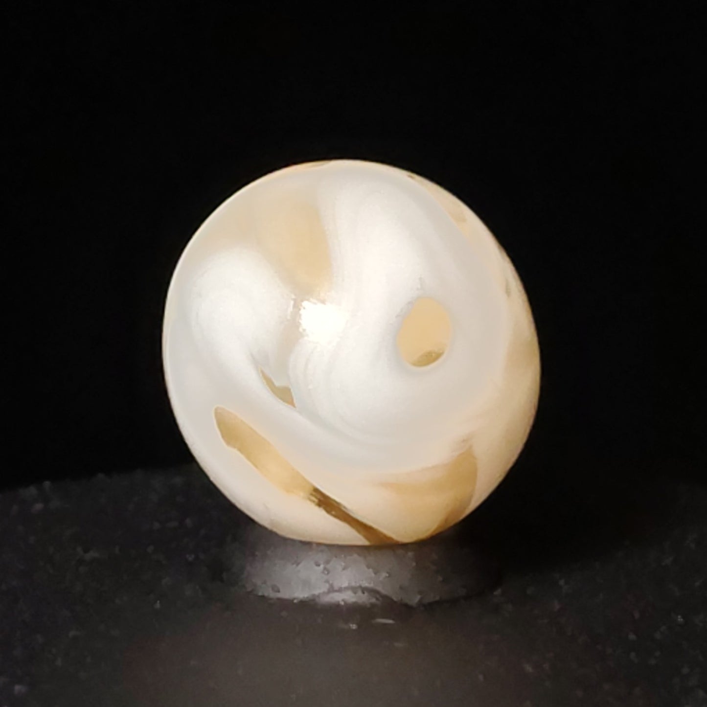 11/16" Swirl Marble Pink Translucent Glass with White Opaque Ribbons NM+