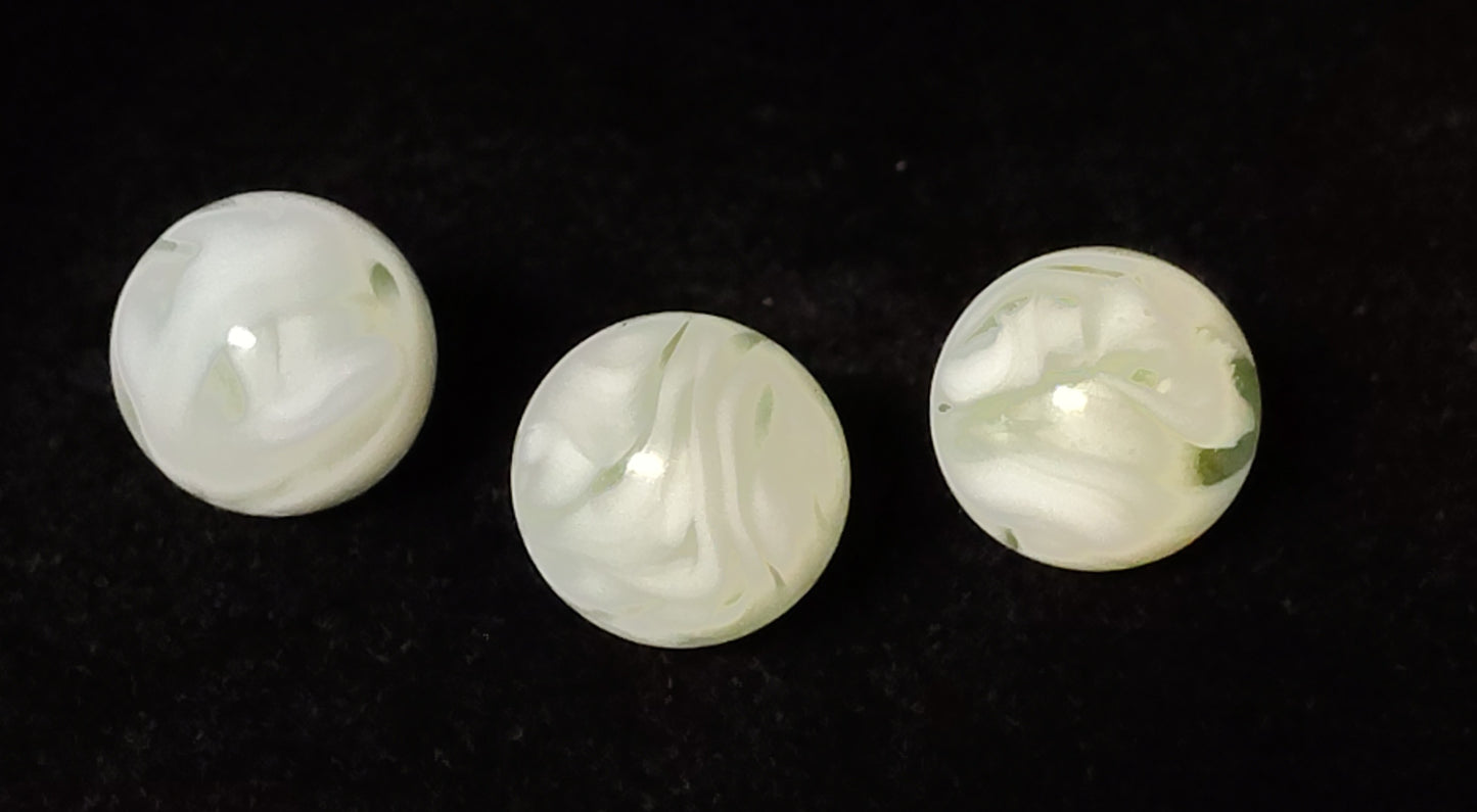 3pk Uranium 5/8" Champion Swirl Marbles Clear with White Ribbons NM++
