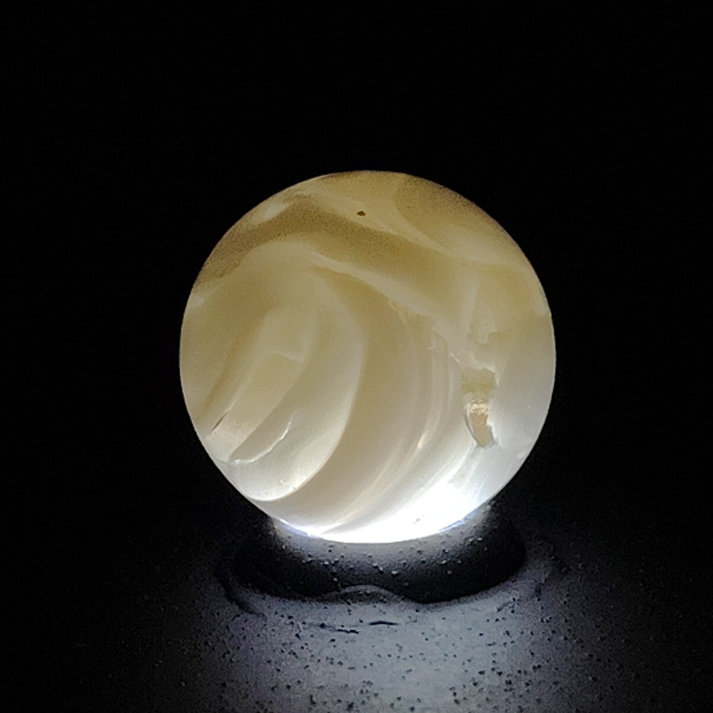 11/16" Swirl Marble Pink Translucent Glass with White Opaque Ribbons NM+