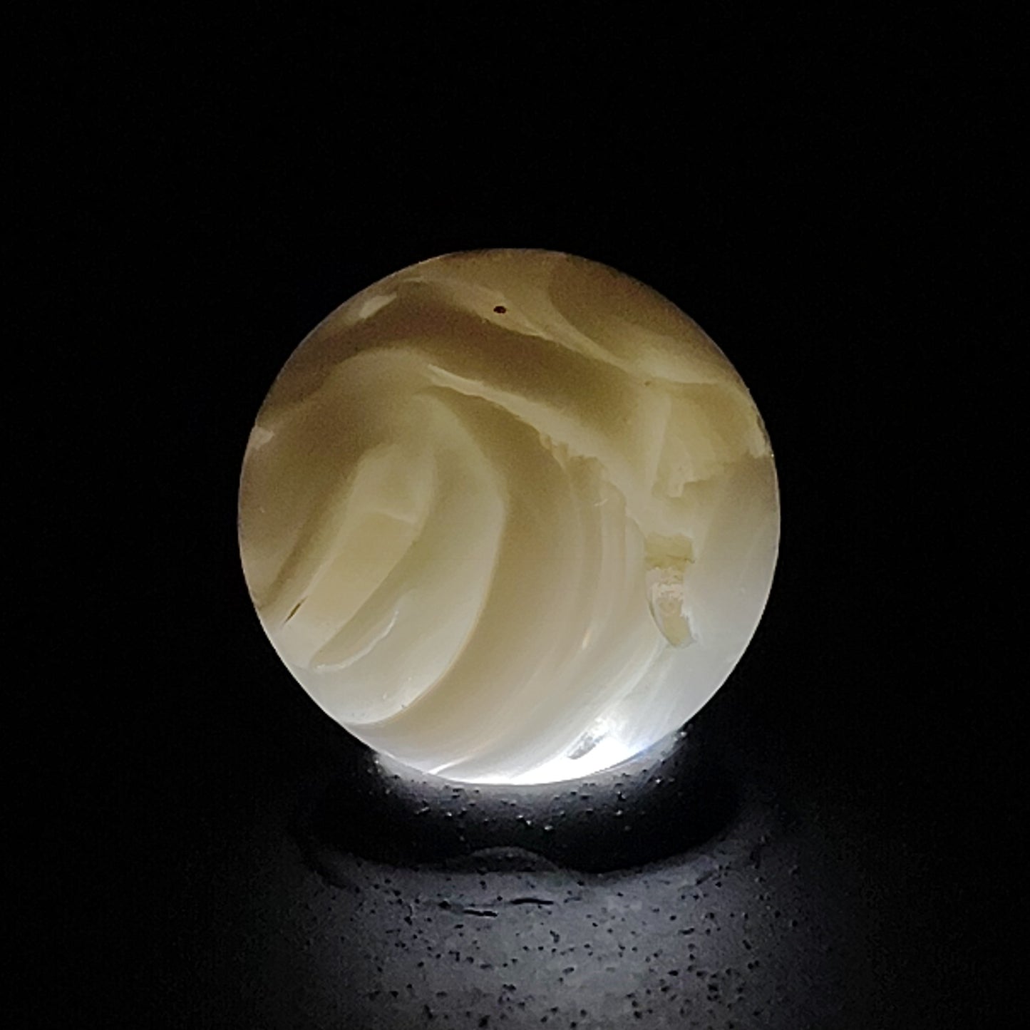 11/16" Swirl Marble Pink Translucent Glass with White Opaque Ribbons NM+