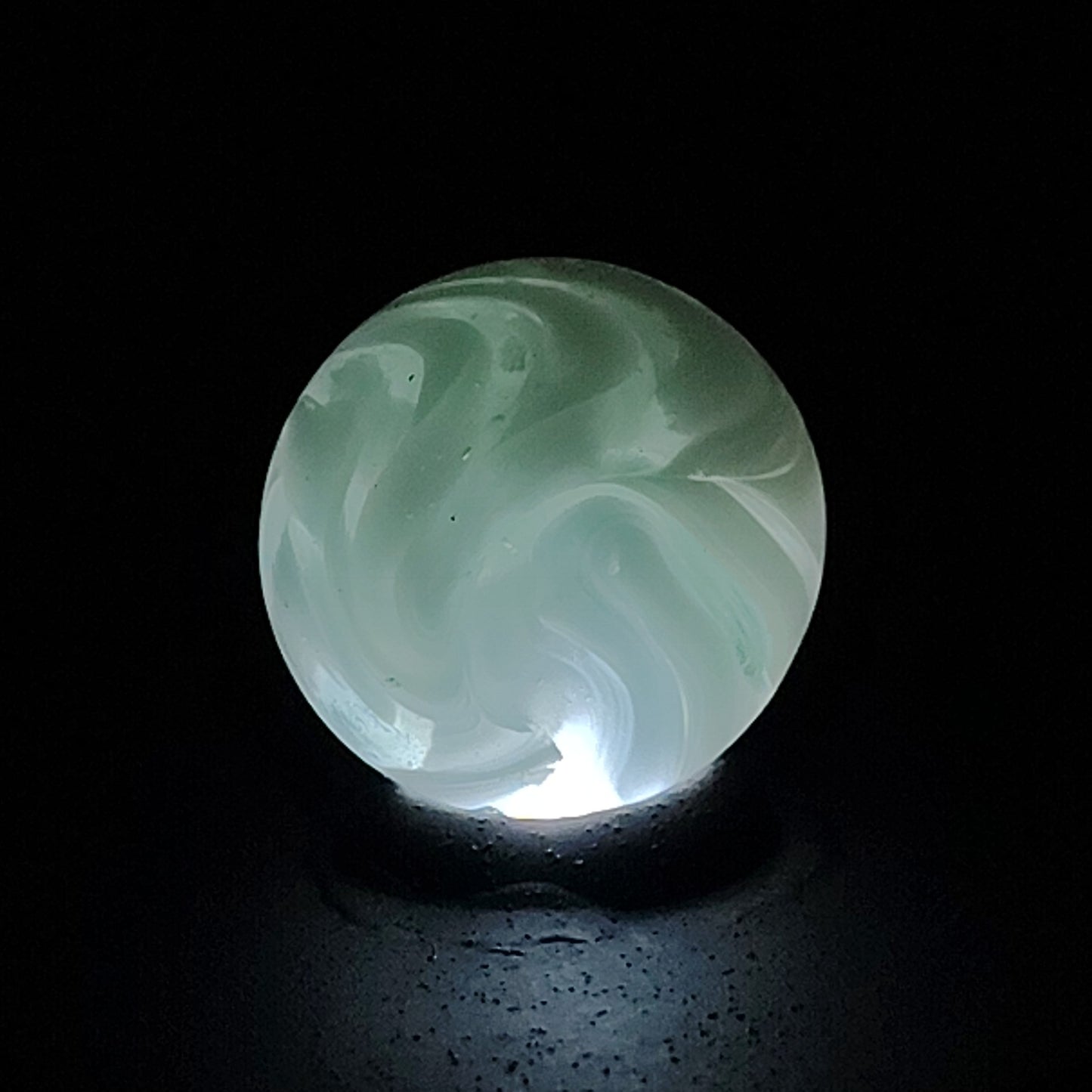 3pk Uranium 5/8" Champion Swirl Marbles Clear with White Ribbons NM++
