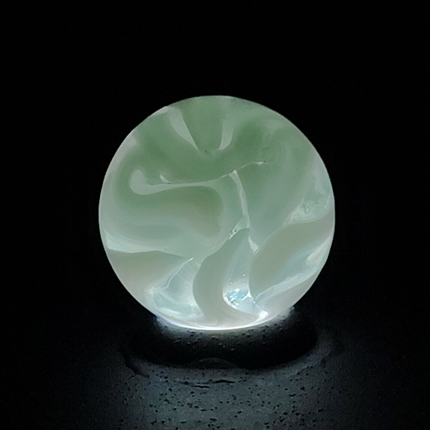 3pk Uranium 5/8" Champion Swirl Marbles Clear with White Ribbons NM++