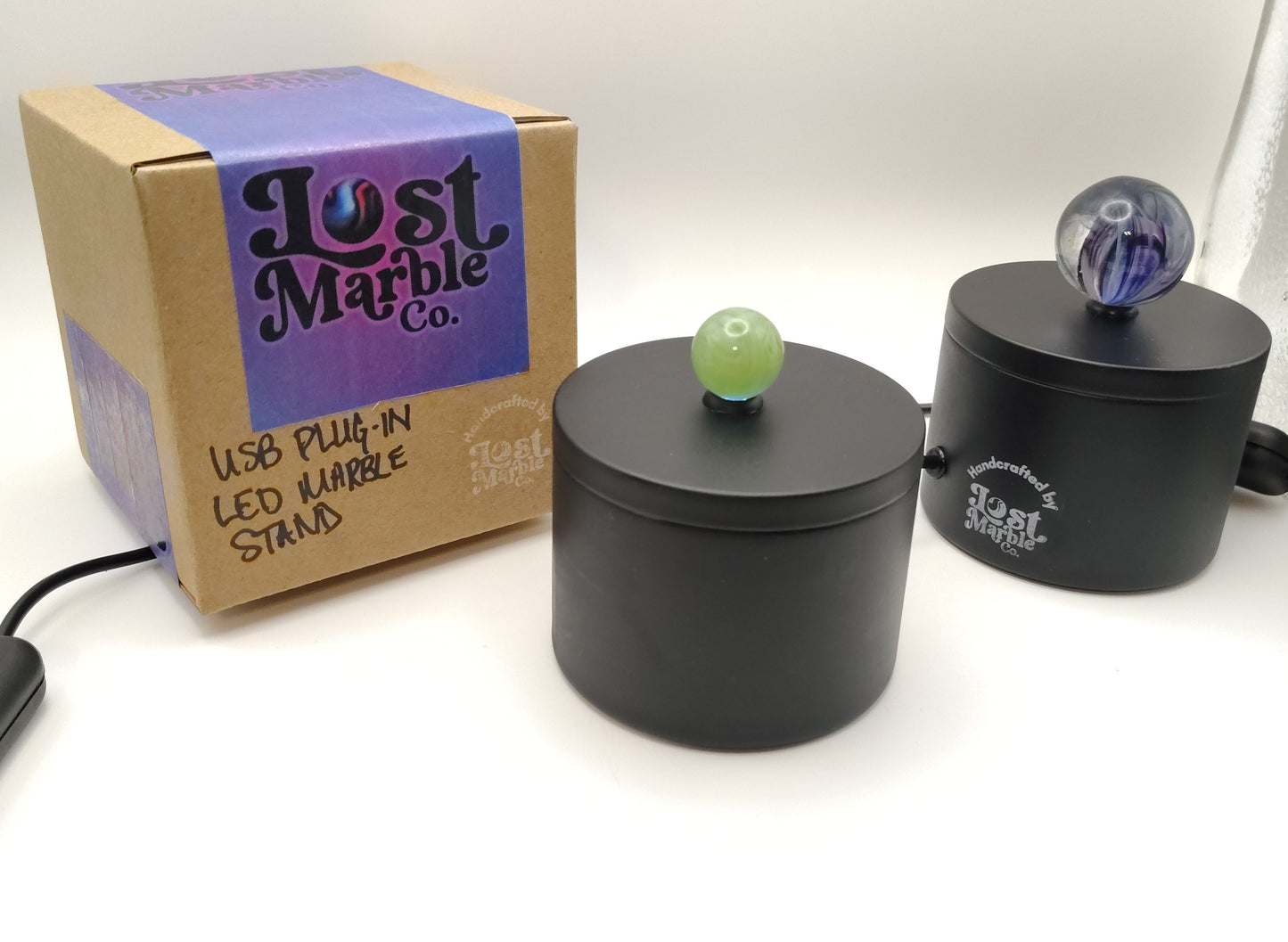 Handcrafted LED Lit Marble Display w/ USB plug in; great for backlit photos too!