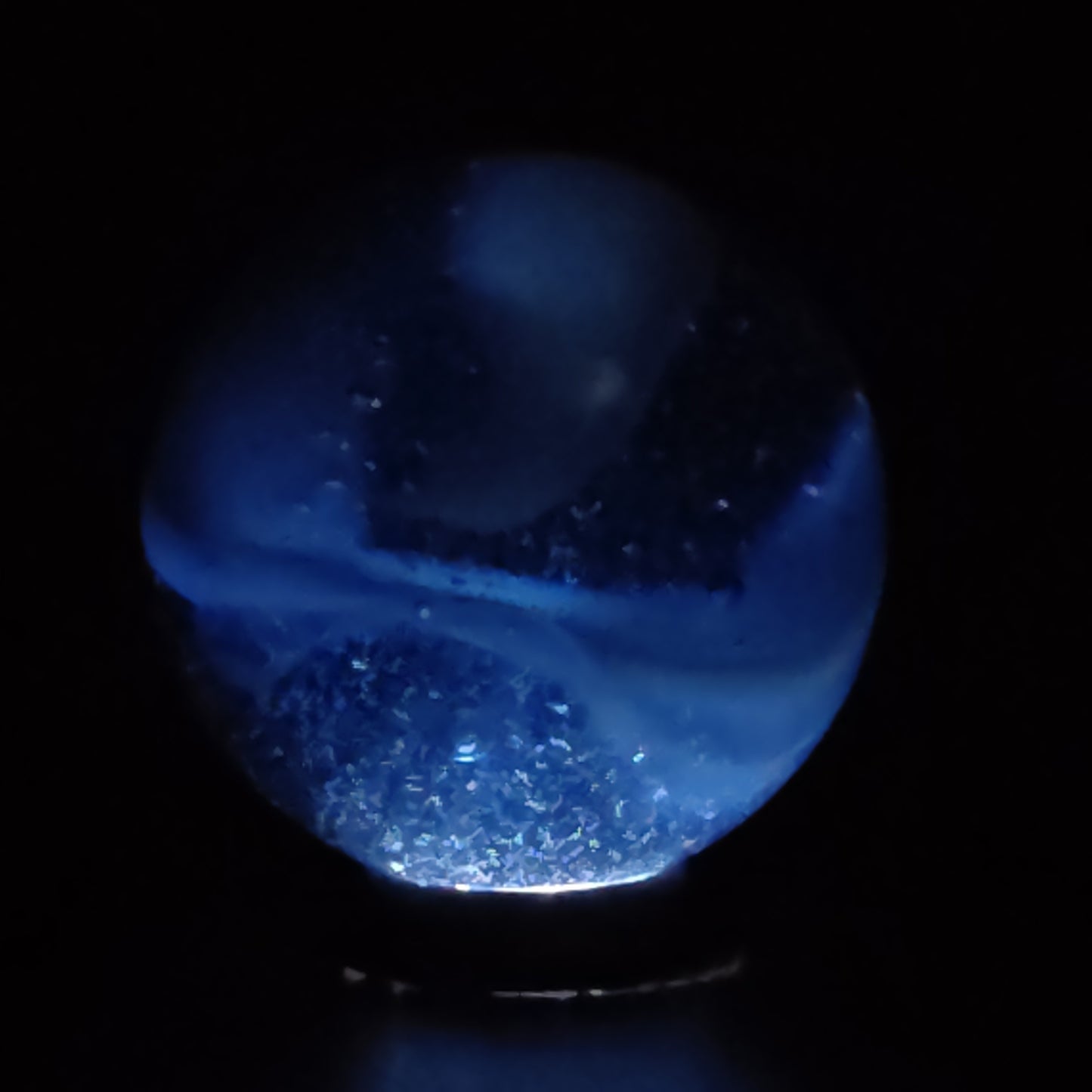Gorgeous 7/8" Peltier Rainbo Marble NM+ Translucent Dark Blue
