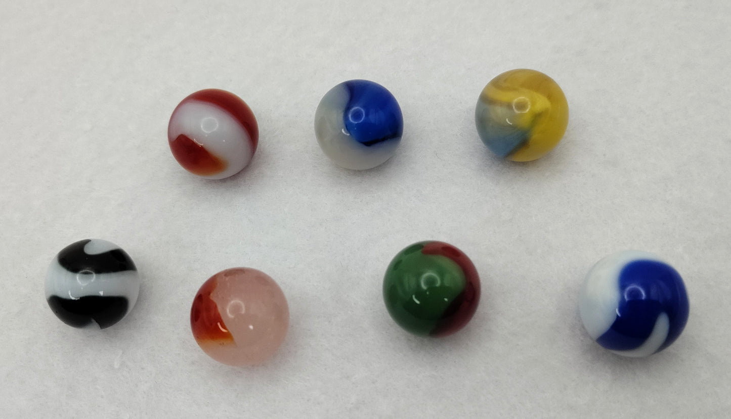7pk 5/8"-11/16" Akro Agate Marble Mix NM+ to M