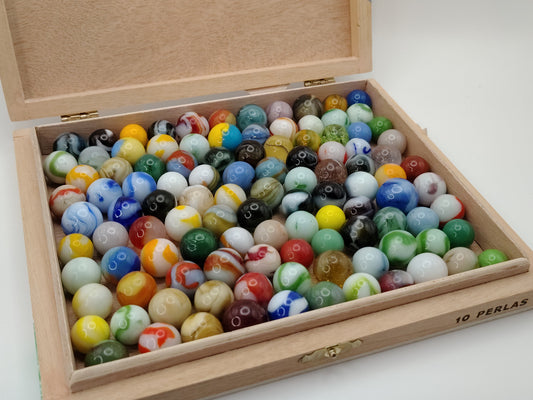2.5lbs+ of MINT- to MINT Sorted Vintage Marbles in Cigar Box! Great Variety!