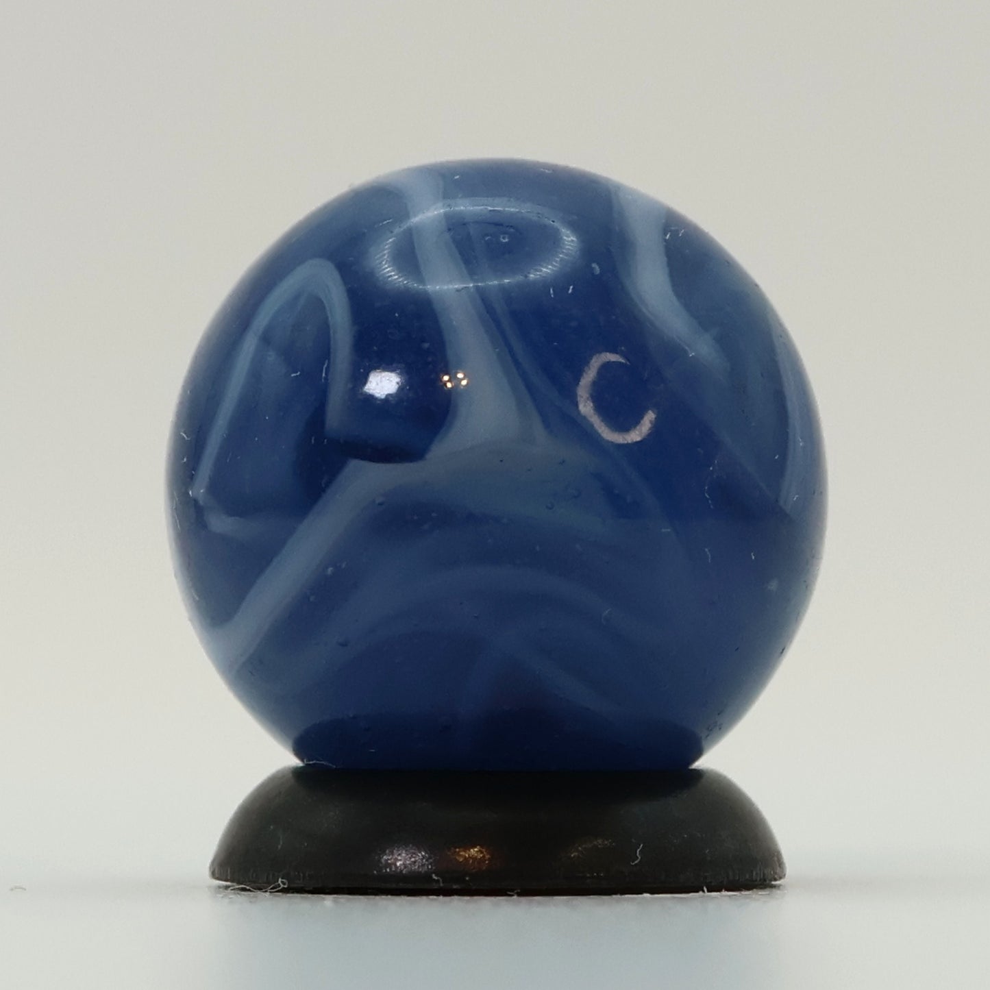 5/8" Swirl Marble Translucent blue base with white ribbons NM++