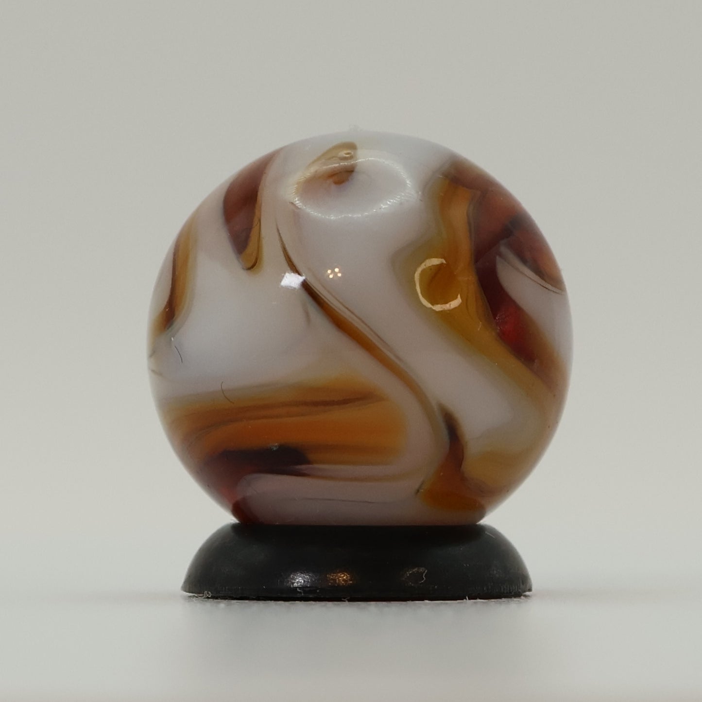 5/8" Gorgeous Swirl Marble Translucent amber base with white ribbons MINT