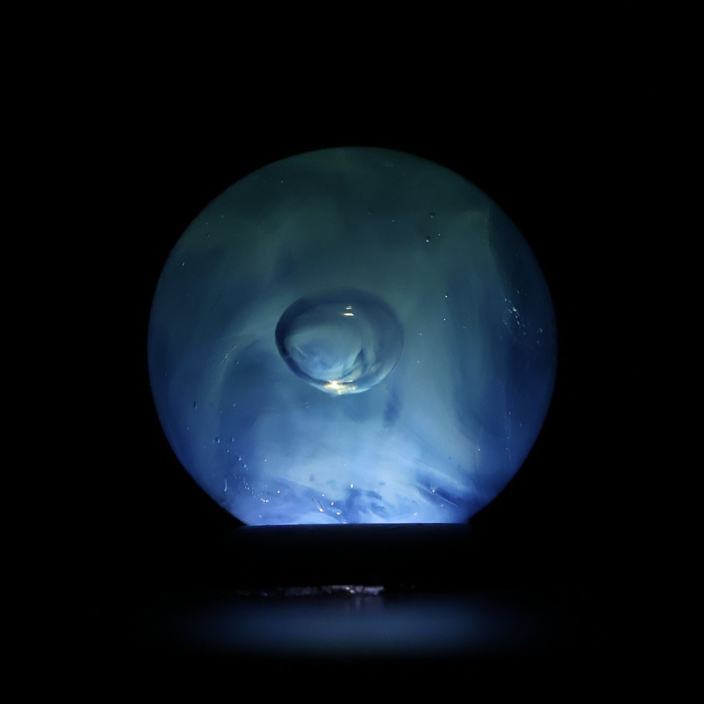 11/16" Wire Pull or Veiligglass Marble BIG Bubble! blue & White M-