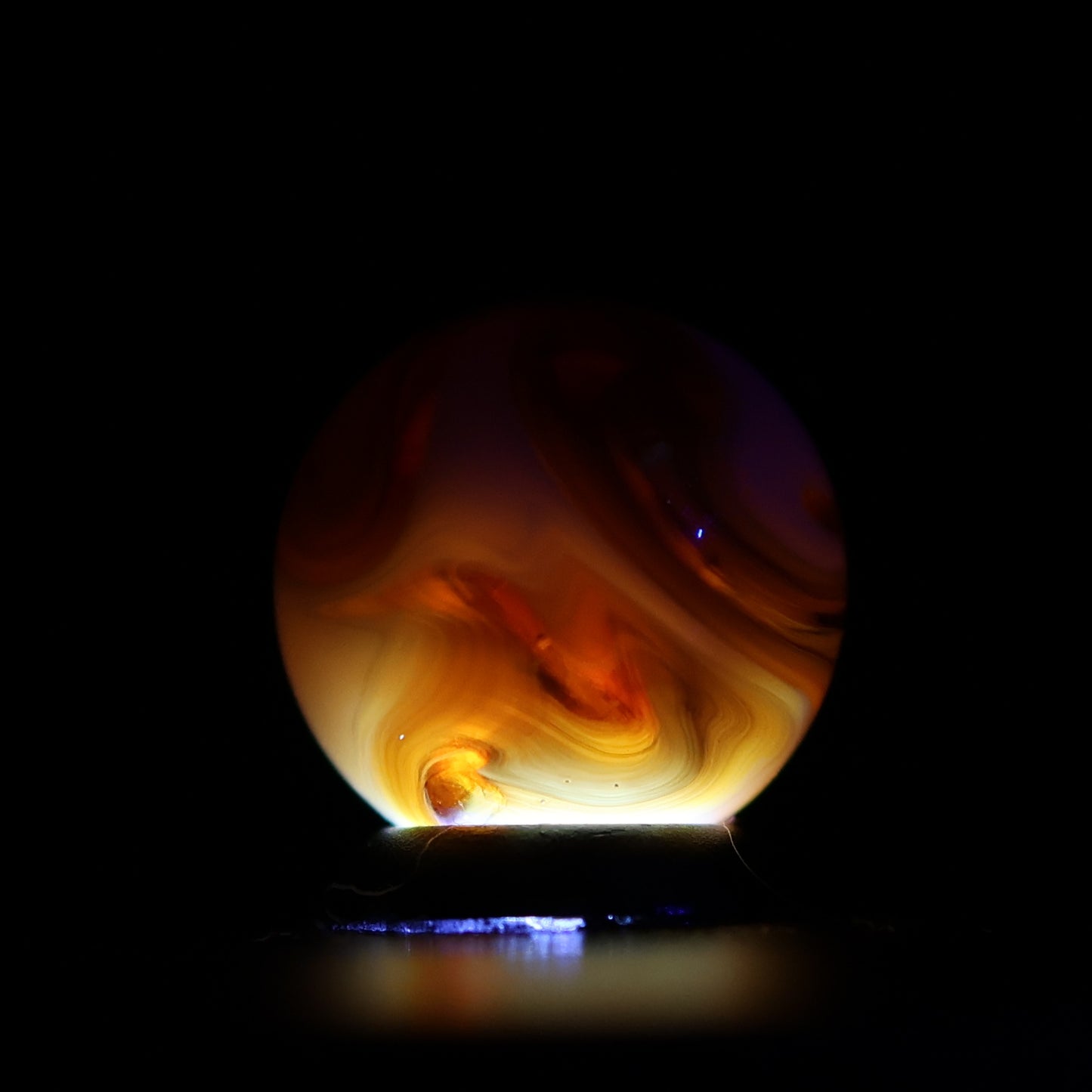 5/8" Gorgeous Swirl Marble Translucent amber base with white ribbons MINT