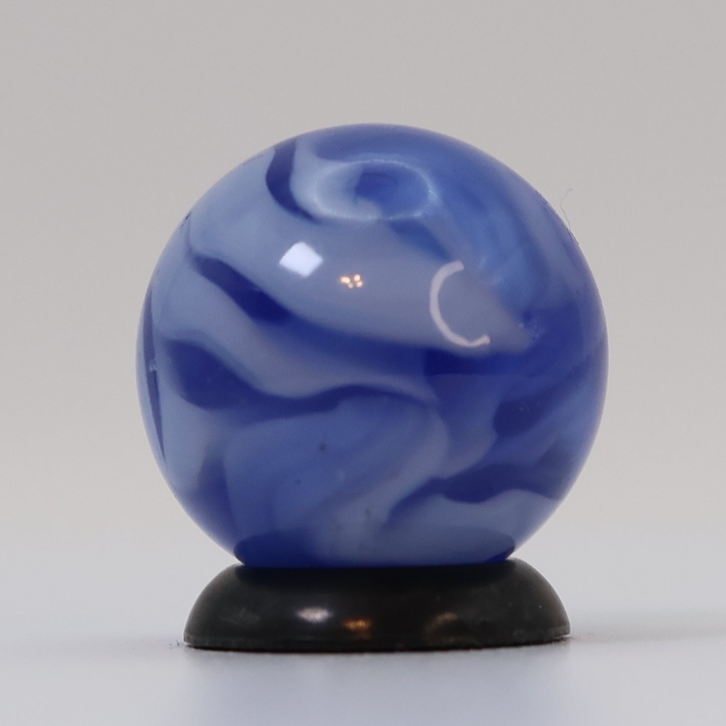 5/8" Busy Swirl Marble Translucent Blue with White Ribbons NM+