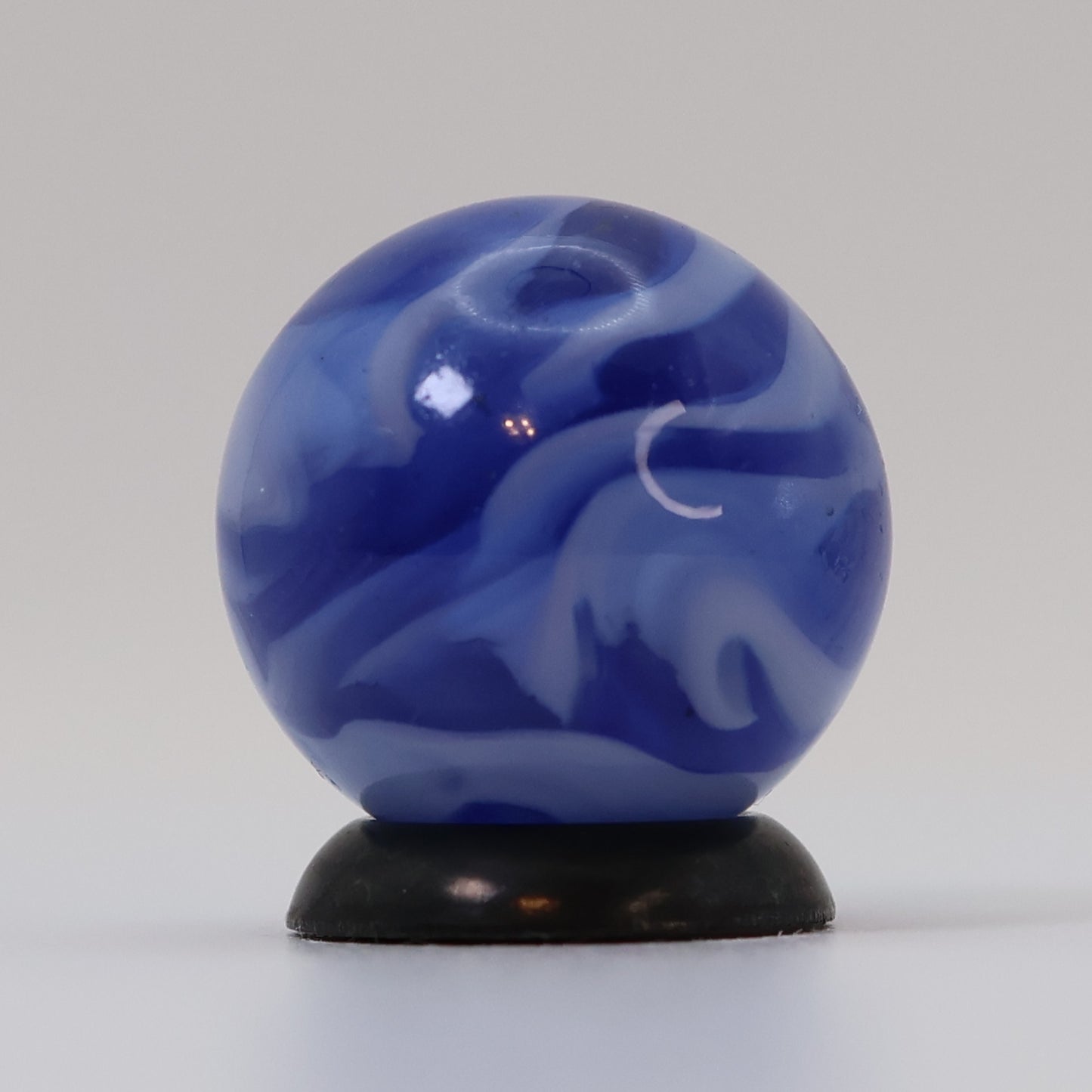 5/8" Busy Swirl Marble Translucent Blue with White Ribbons NM+