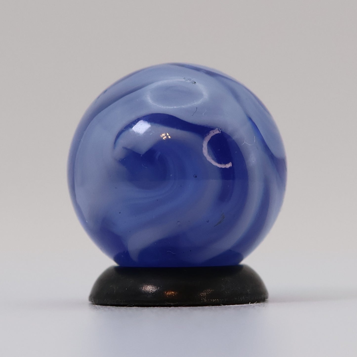 5/8" Busy Swirl Marble Translucent Blue with White Ribbons NM+