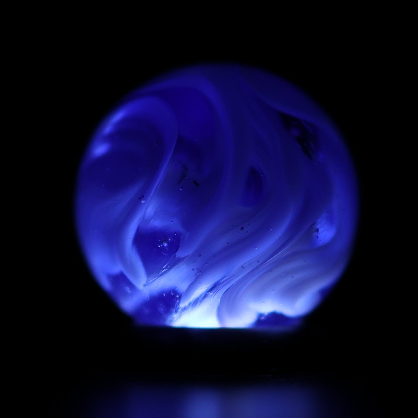 5/8" Busy Swirl Marble Translucent Blue with White Ribbons NM+