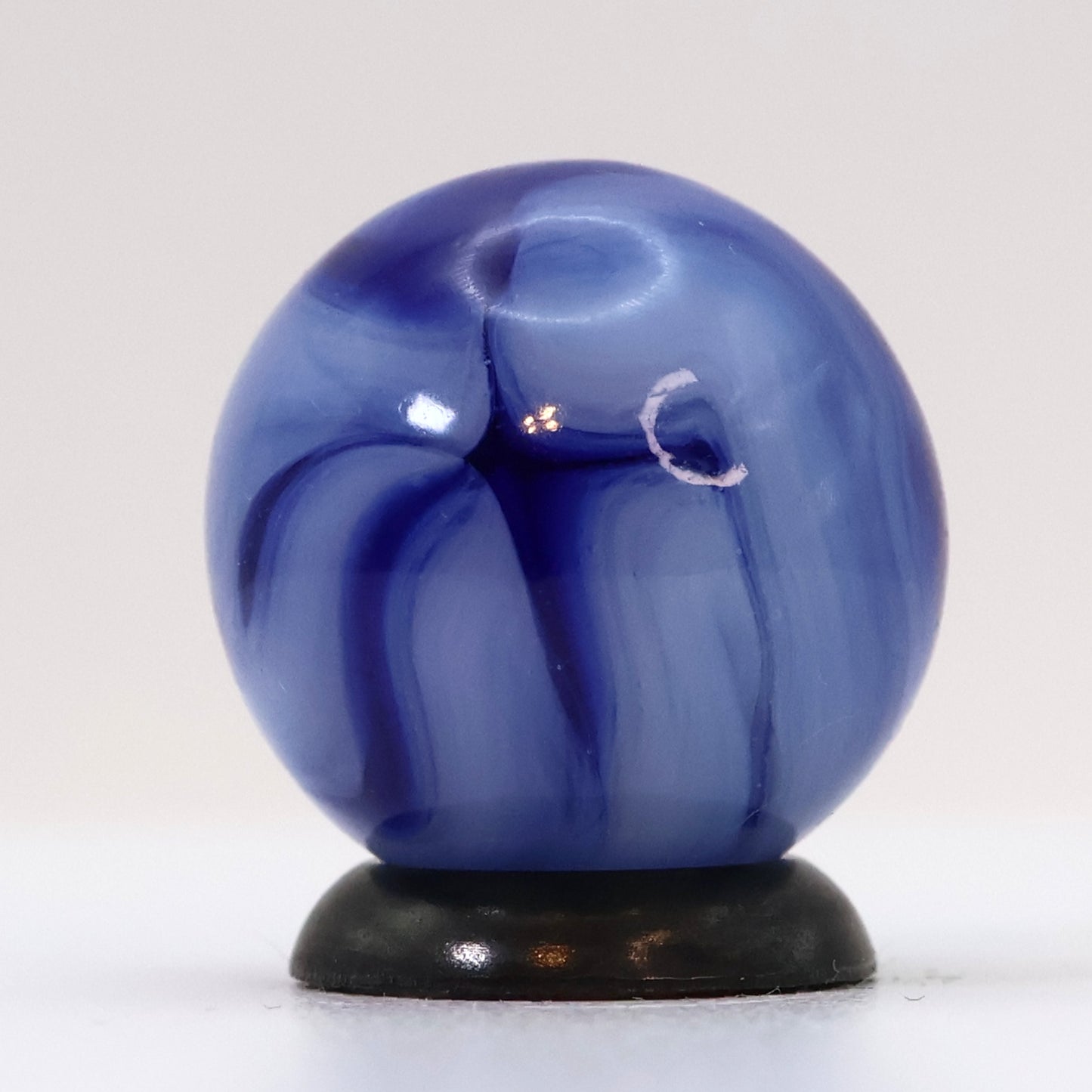 5/8" Translucent Base Marble with feathered wispy white & cobalt ribbons M-