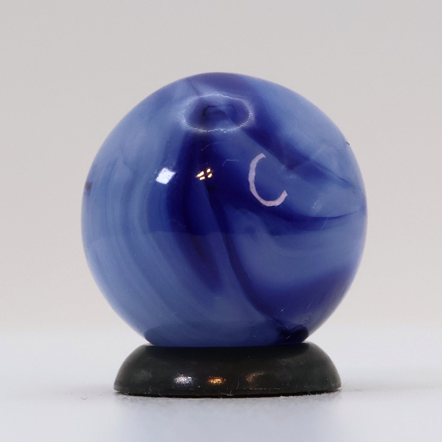 5/8" Translucent Base Marble with feathered wispy white & cobalt ribbons M-