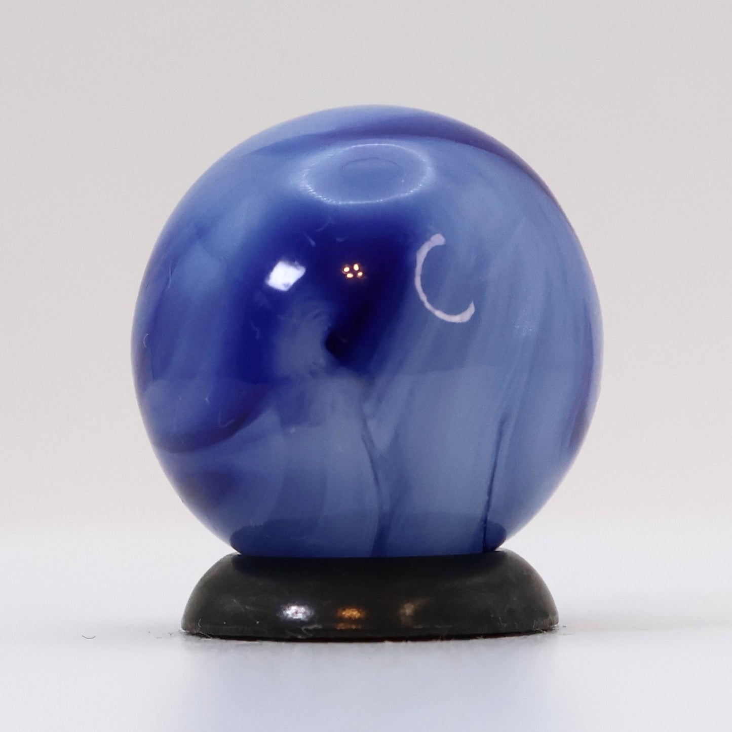 5/8" Translucent Base Marble with feathered wispy white & cobalt ribbons M-