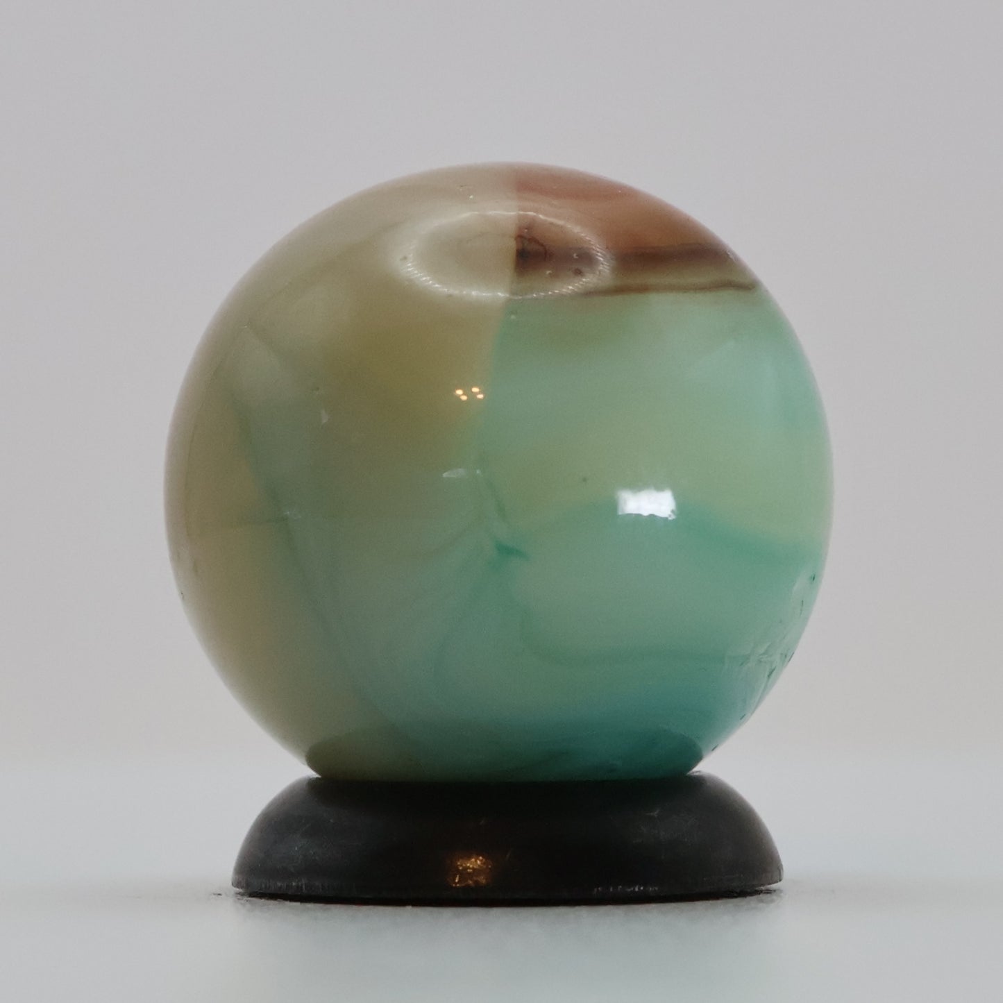 5/8" Vintage Vitro Agate Aquamarine Marble w/strip of Oxblood NM-