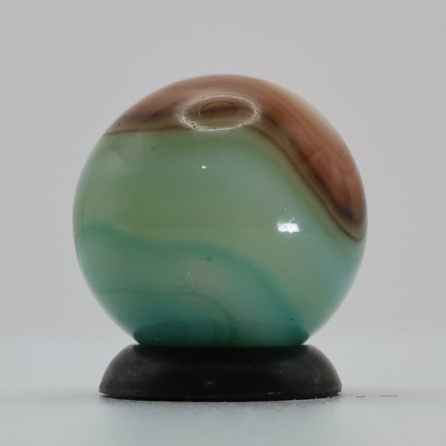 5/8" Vintage Vitro Agate Aquamarine Marble w/strip of Oxblood NM-