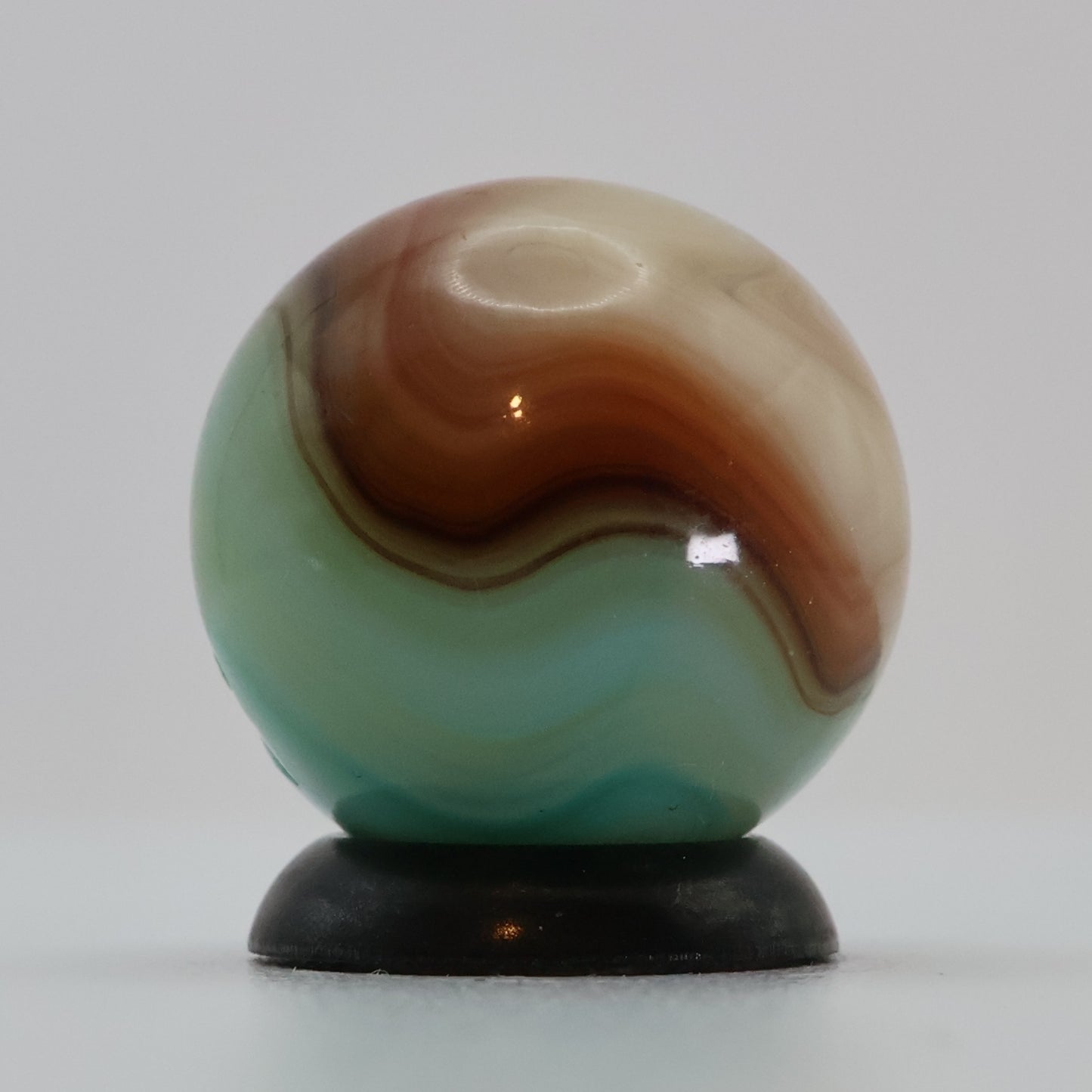 5/8" Vintage Vitro Agate Aquamarine Marble w/strip of Oxblood NM-