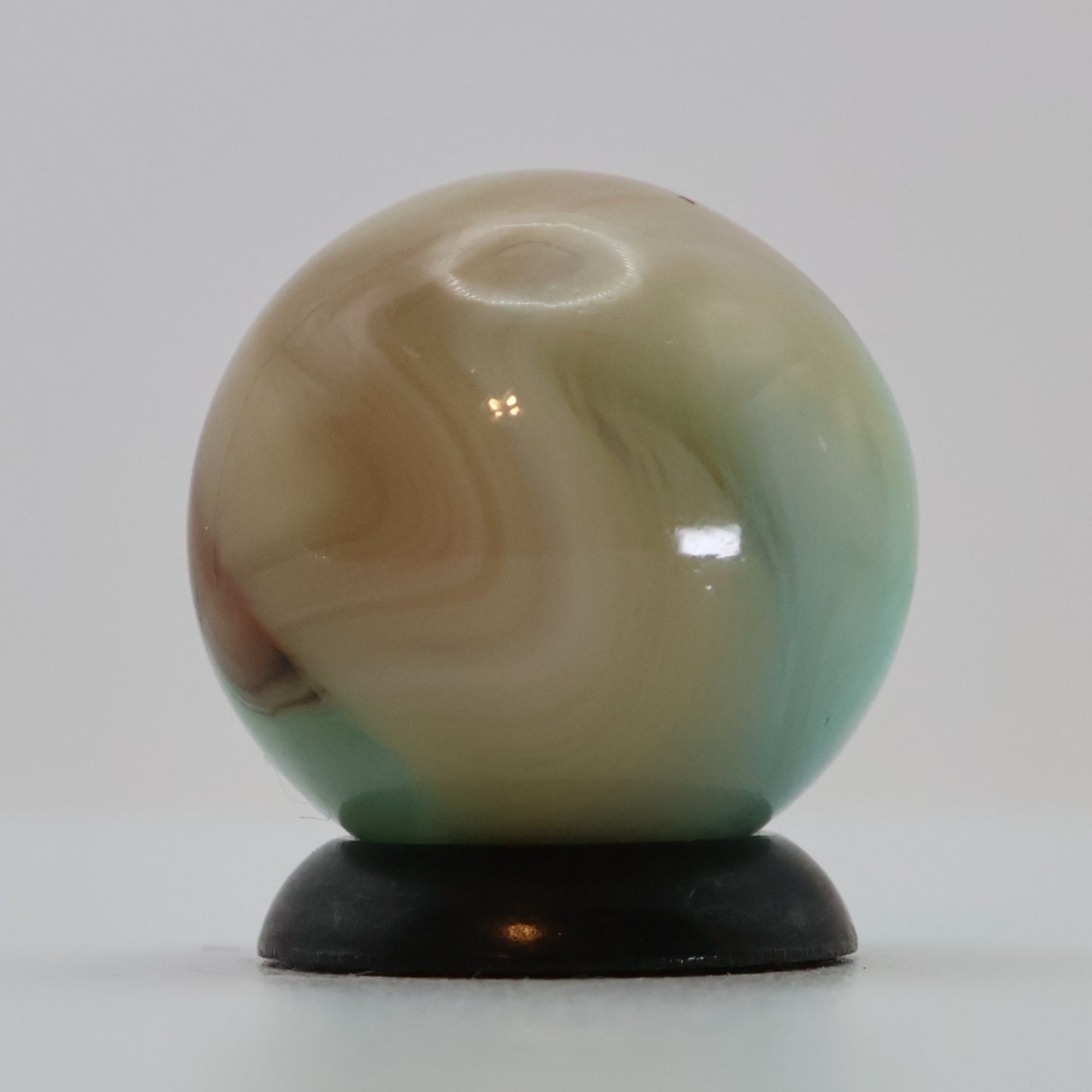 5/8" Vintage Vitro Agate Aquamarine Marble w/strip of Oxblood NM-