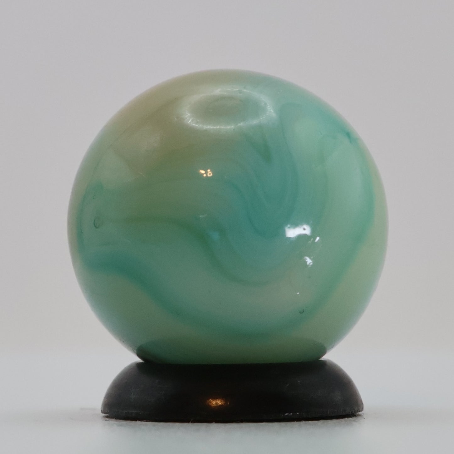 5/8" Vintage Vitro Agate Aquamarine Marble w/strip of Oxblood NM-