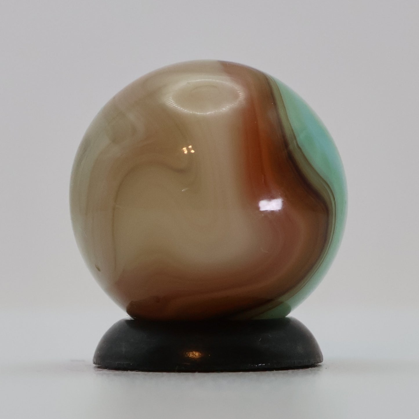 5/8" Vintage Vitro Agate Aquamarine Marble w/strip of Oxblood NM-