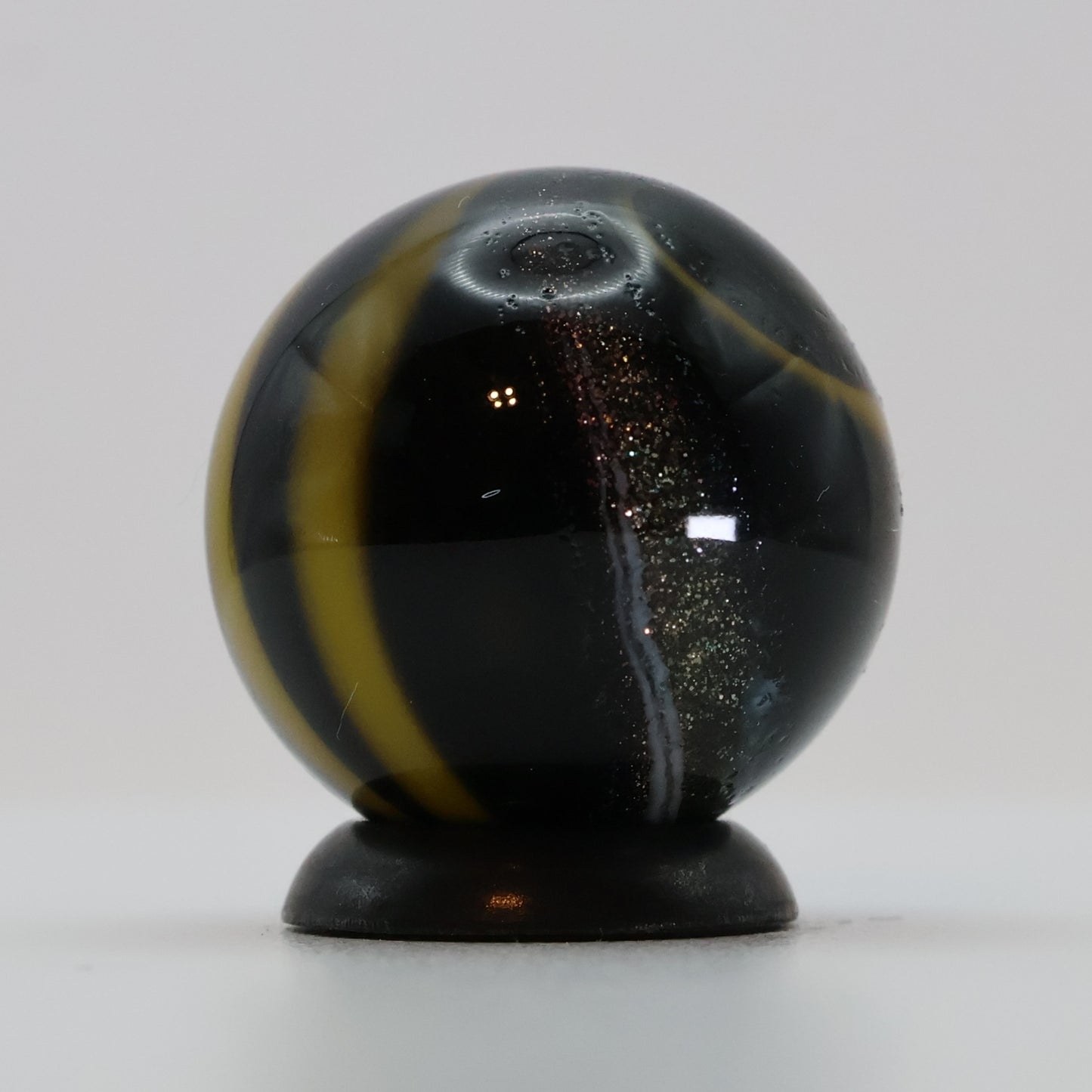 11/16" Signed Handmade Contemporary Marble Black Yellow Copper Lutz MINT