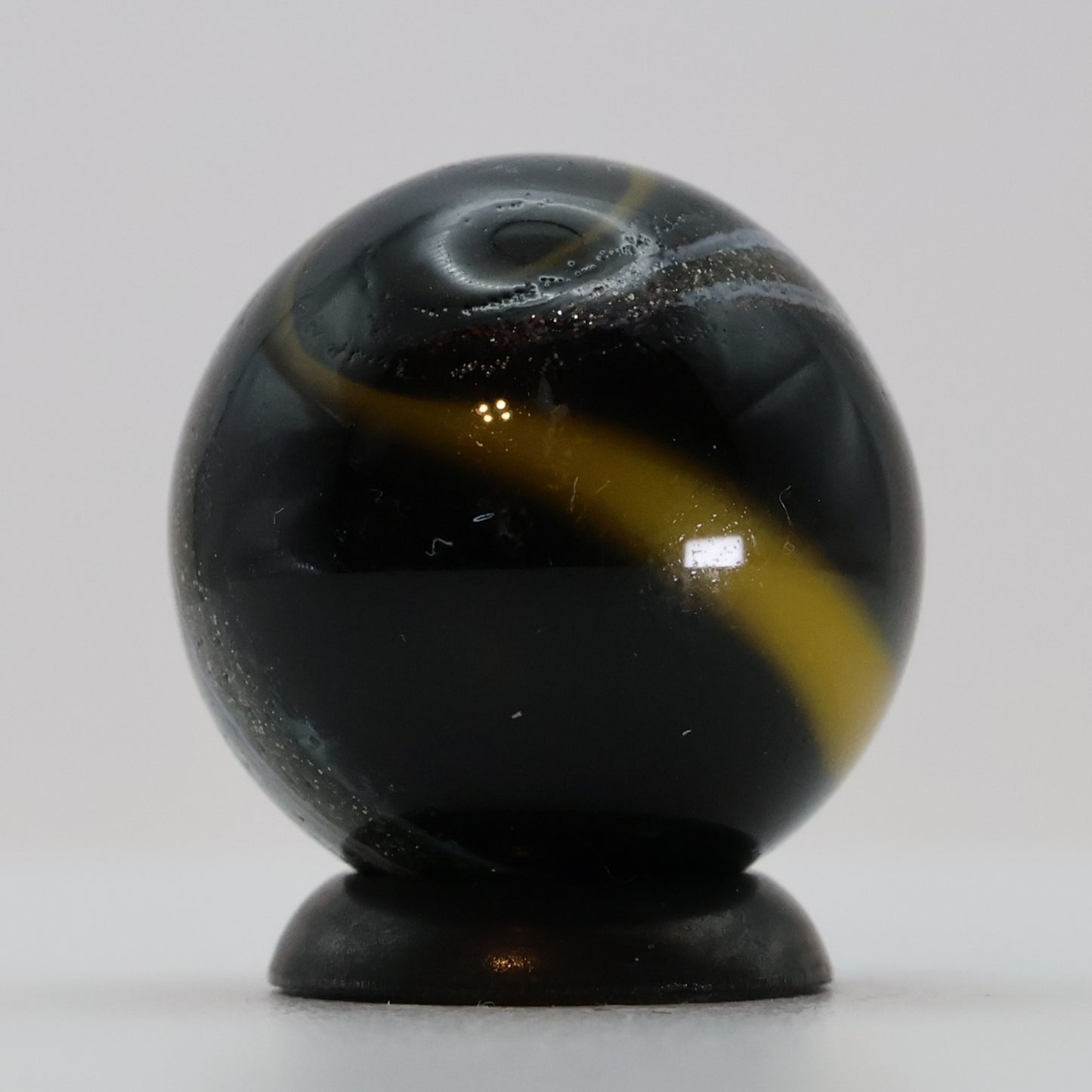 11/16" Signed Handmade Contemporary Marble Black Yellow Copper Lutz MINT
