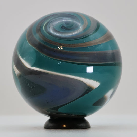1 3/16" Contemporary Handmade Borosilicate Swirl Marble (Pyrex) NM+