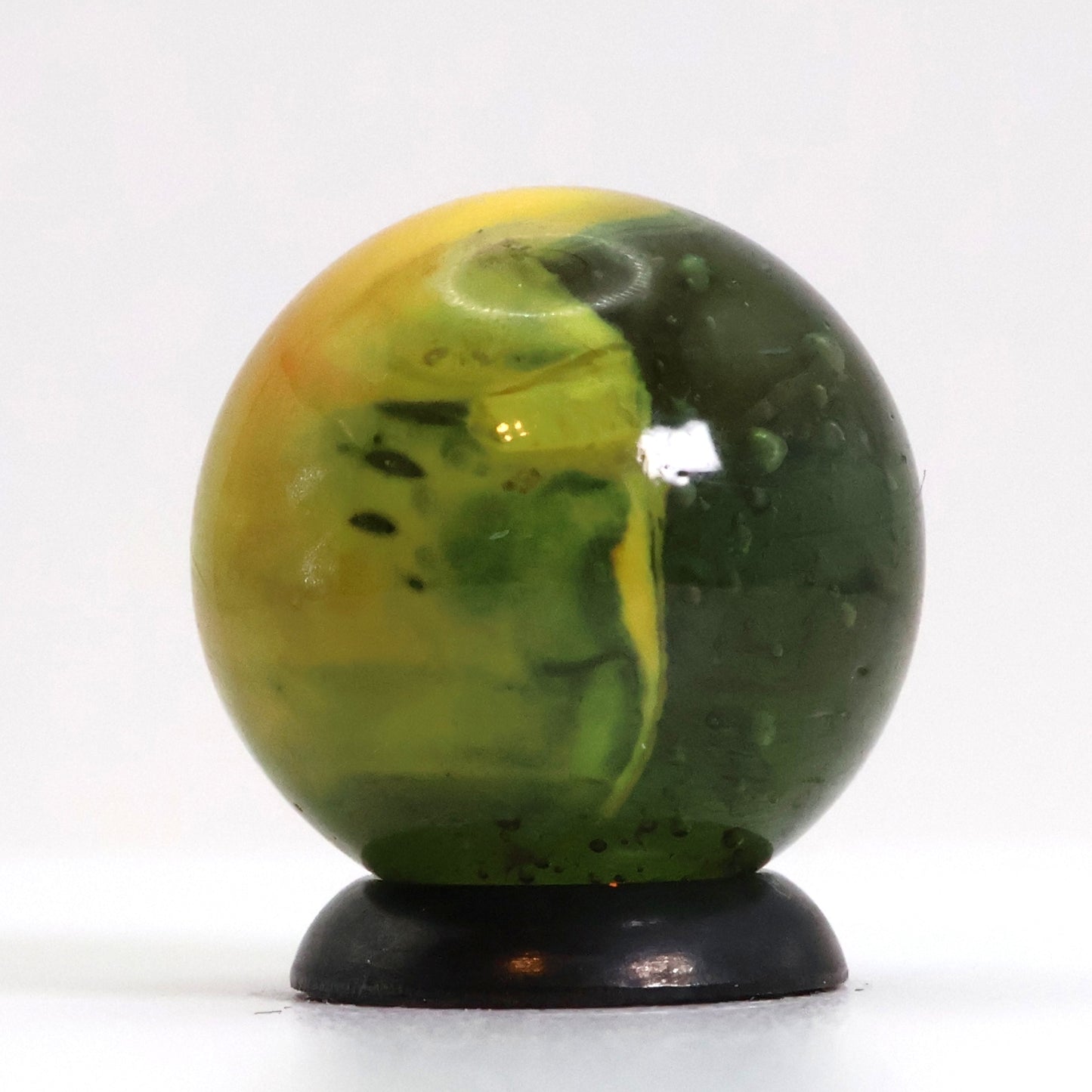 11/16" Patch Marble - translucent seedy green with brushed yellow patch M-