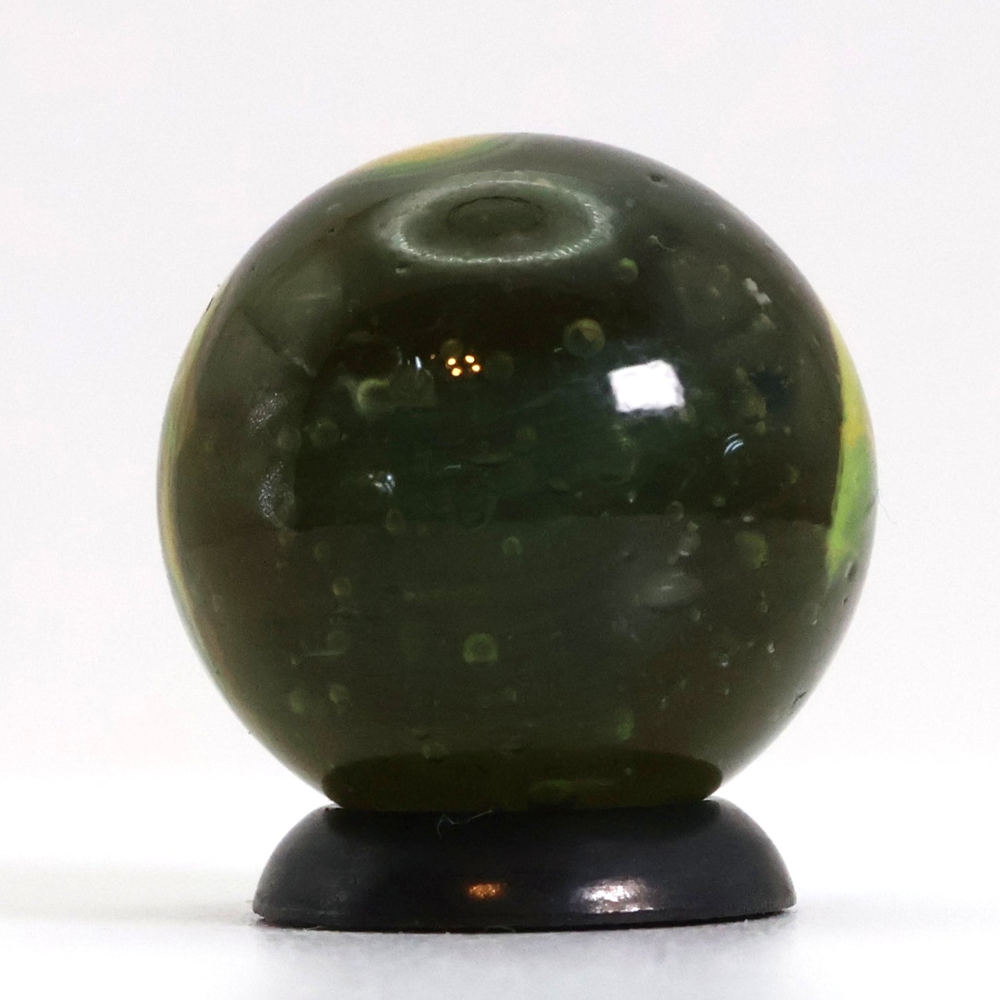 11/16" Patch Marble - translucent seedy green with brushed yellow patch M-