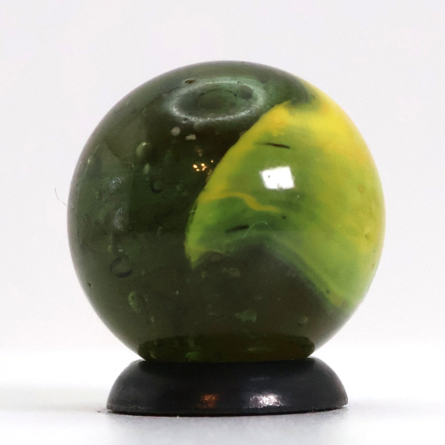 11/16" Patch Marble - translucent seedy green with brushed yellow patch M-