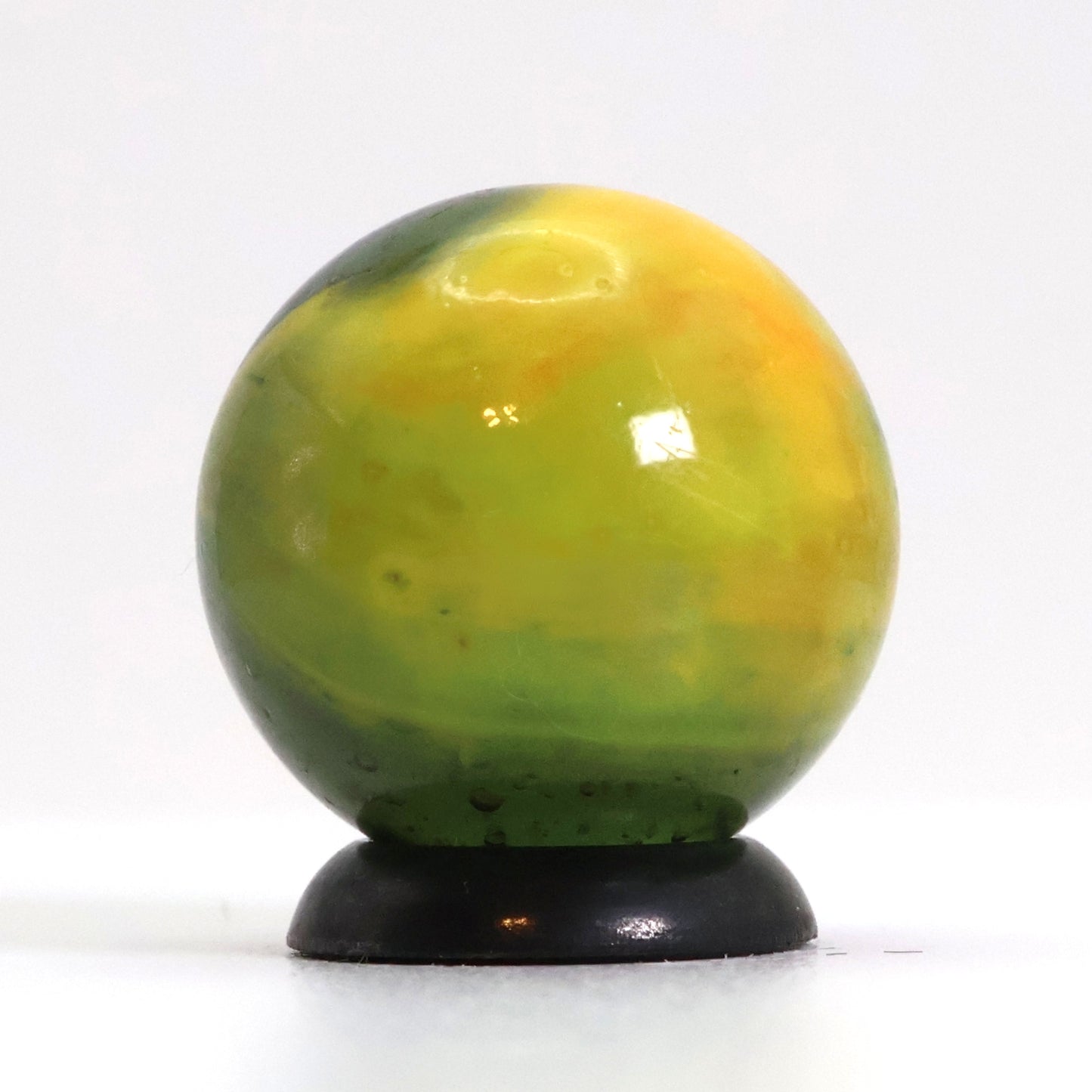 11/16" Patch Marble - translucent seedy green with brushed yellow patch M-