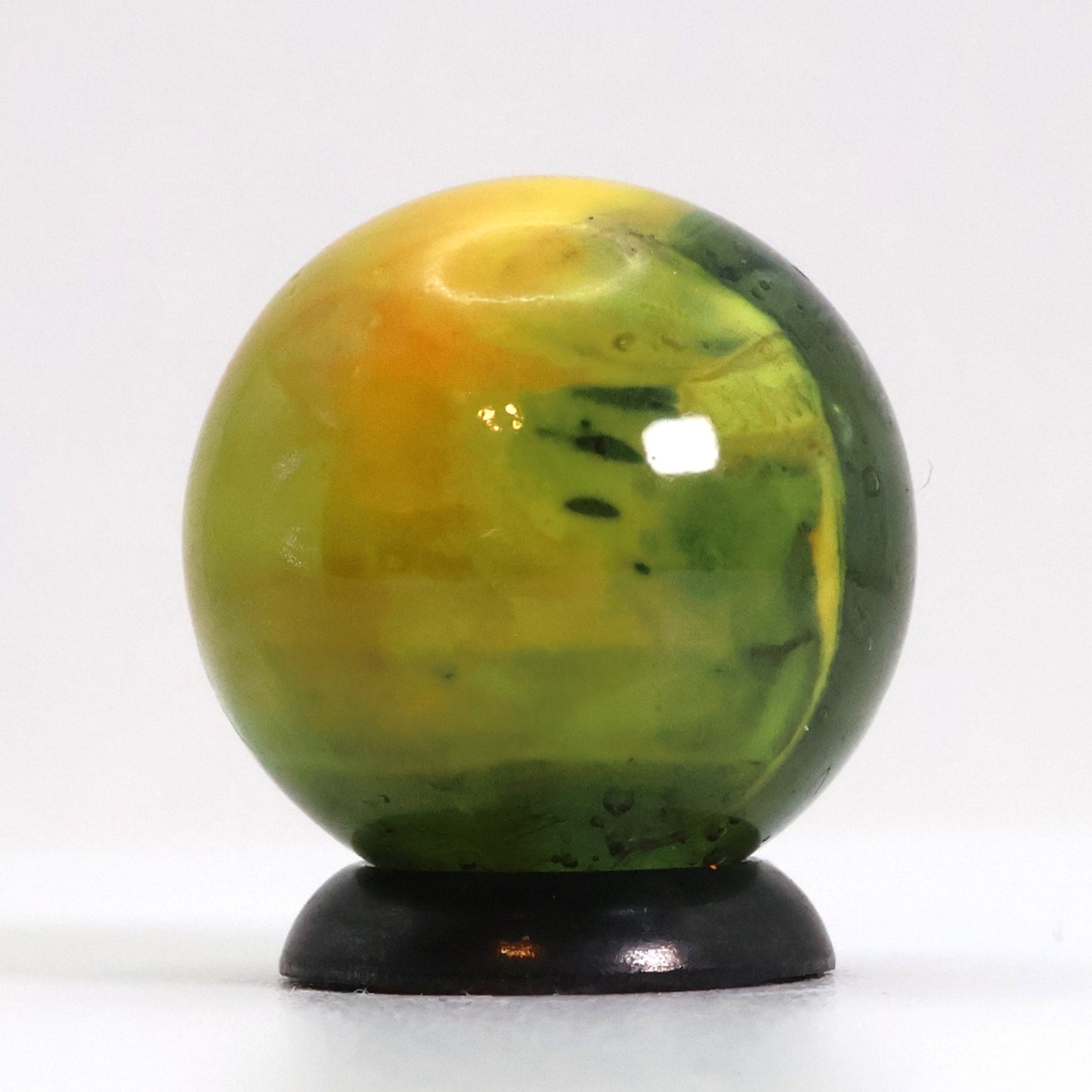 11/16" Patch Marble - translucent seedy green with brushed yellow patch M-