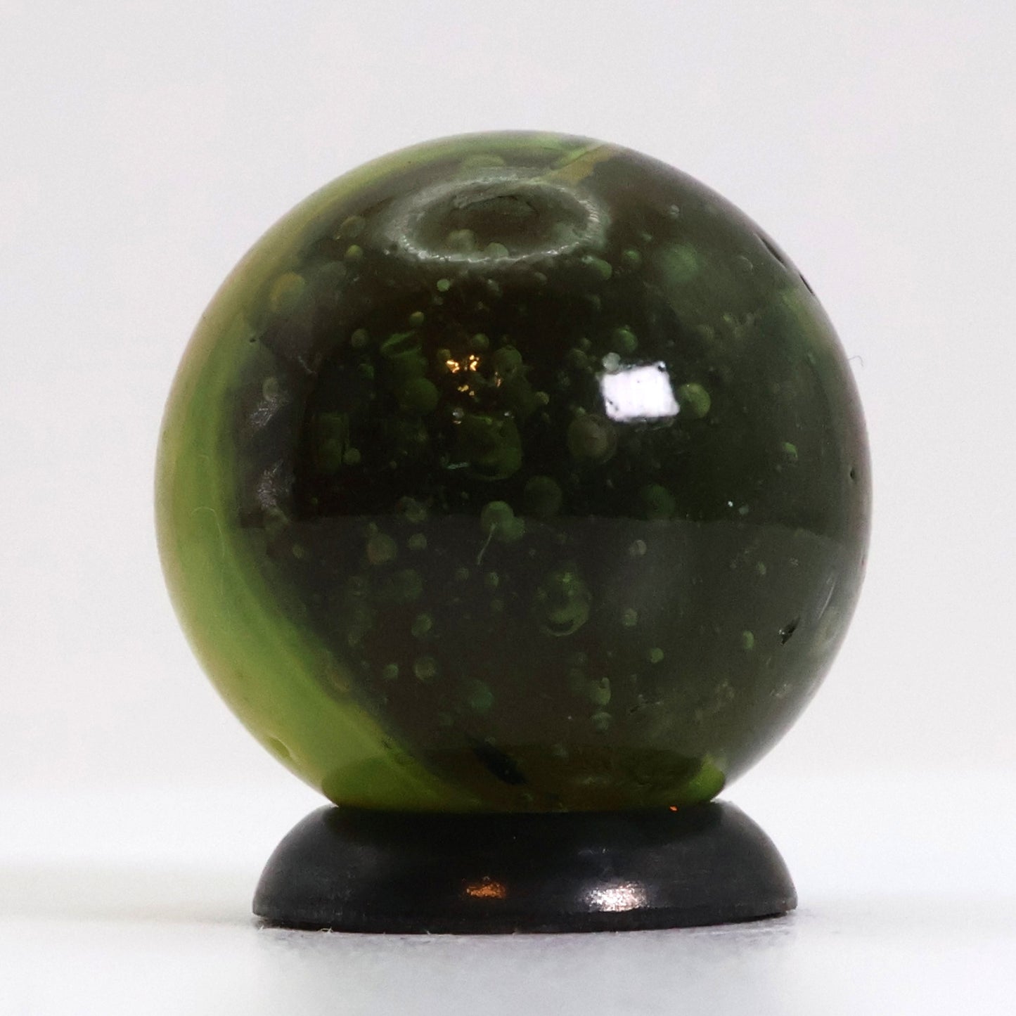 11/16" Patch Marble - translucent seedy green with brushed yellow patch M-