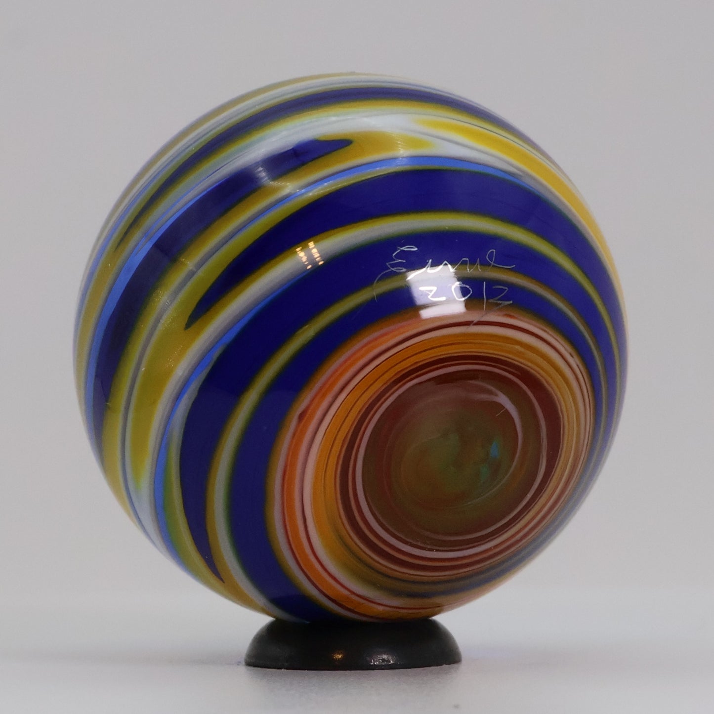 1 5/16" (33mm) Contemporary Handmade Marble Signed 2013 MINT