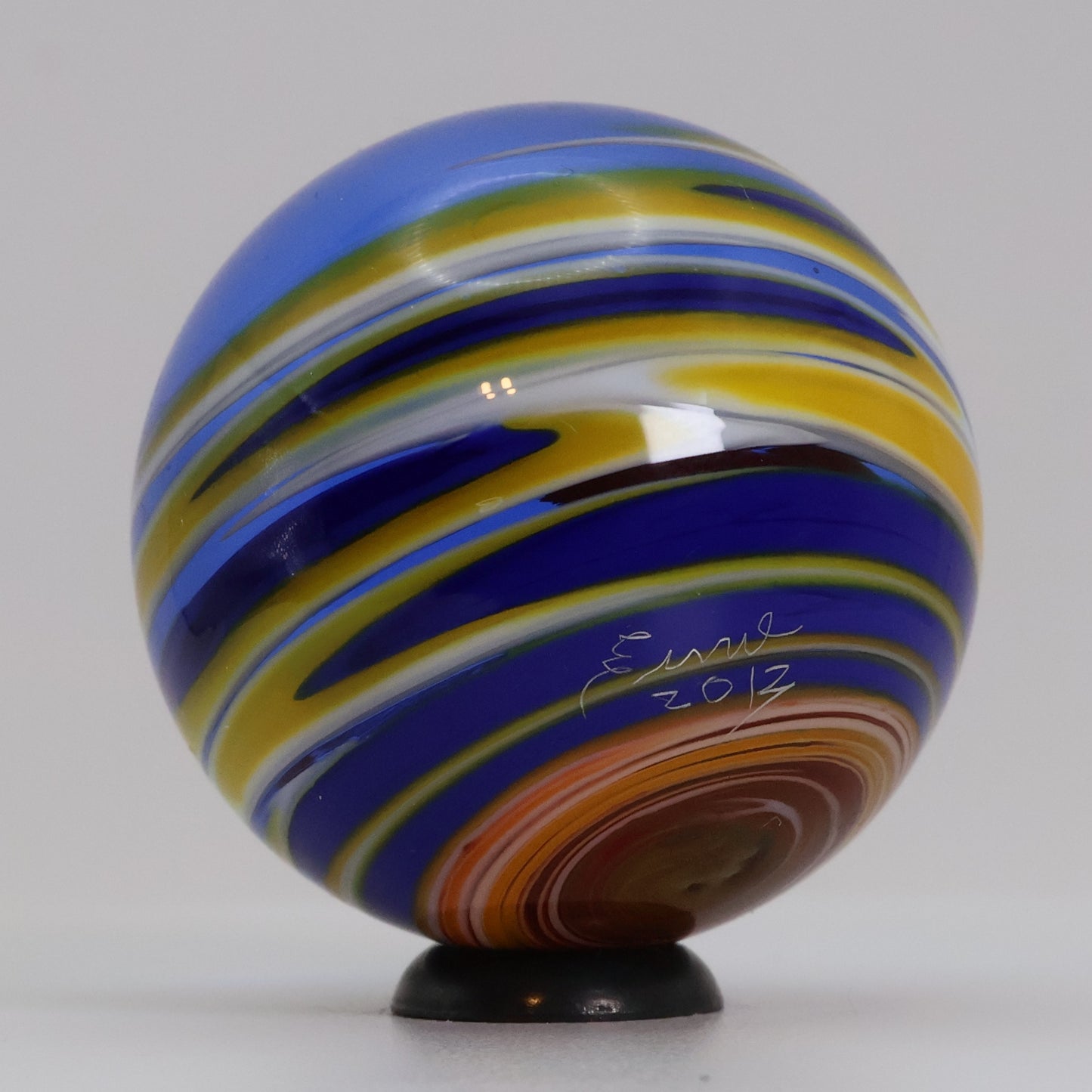 1 5/16" (33mm) Contemporary Handmade Marble Signed 2013 MINT