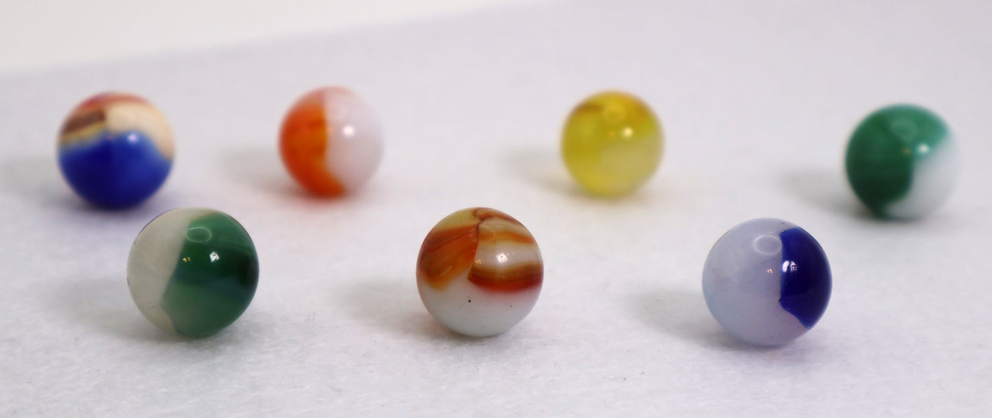 7pk 5/8" Akro Agate Patch Marbles NM-M